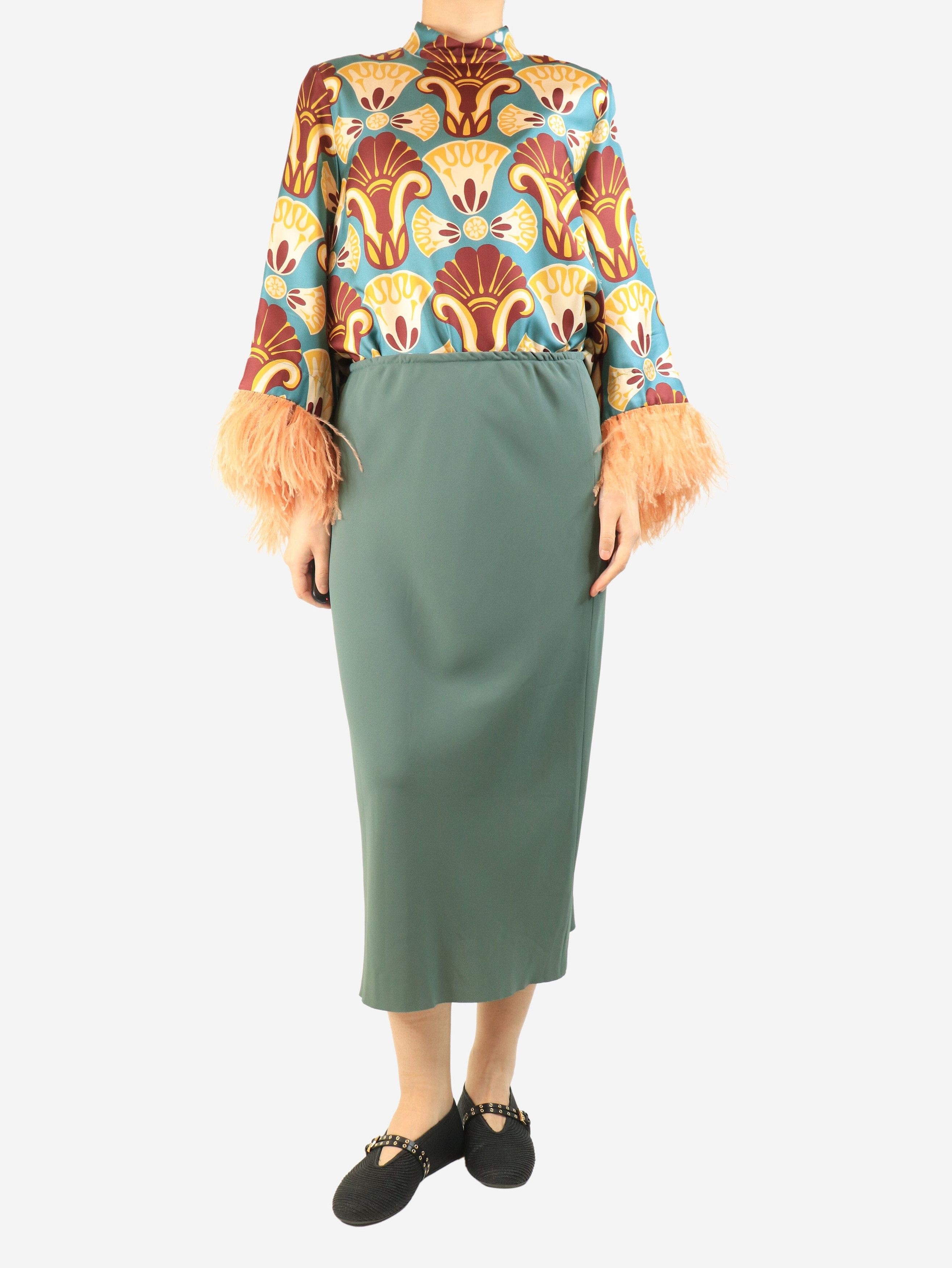 Dries Van Noten Green midi skirt - UK 12 Size 30" / US 8 / IT 44 - 2 Thumbnail
