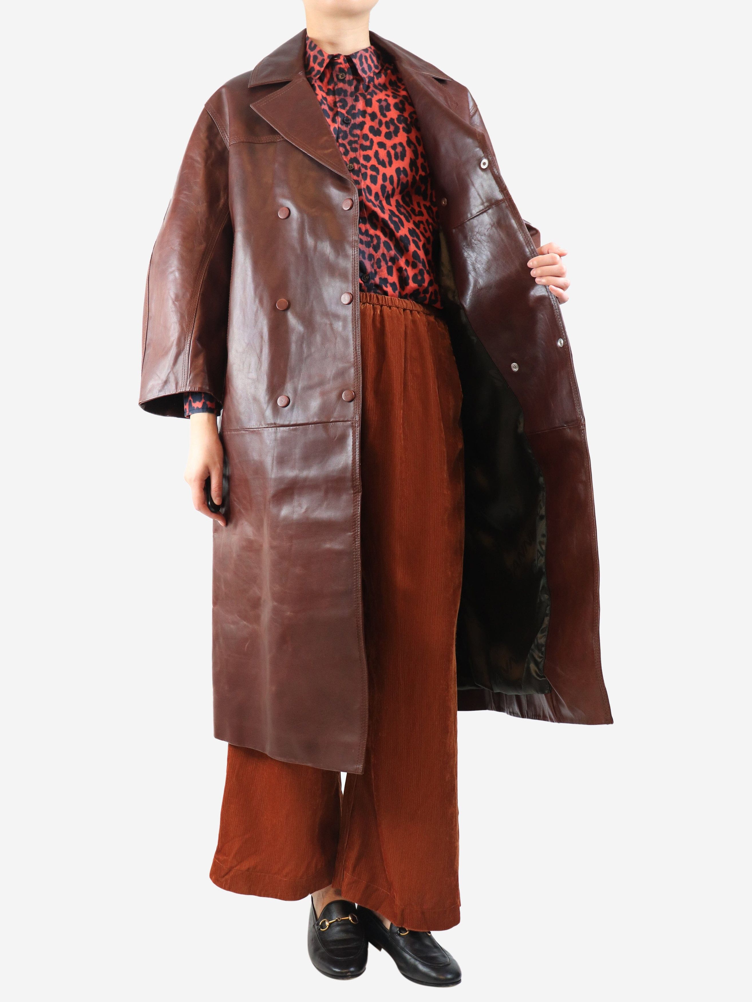 Ganni Brown overd leather coat - S Size S / US 4 / IT 40 - 4 Thumbnail
