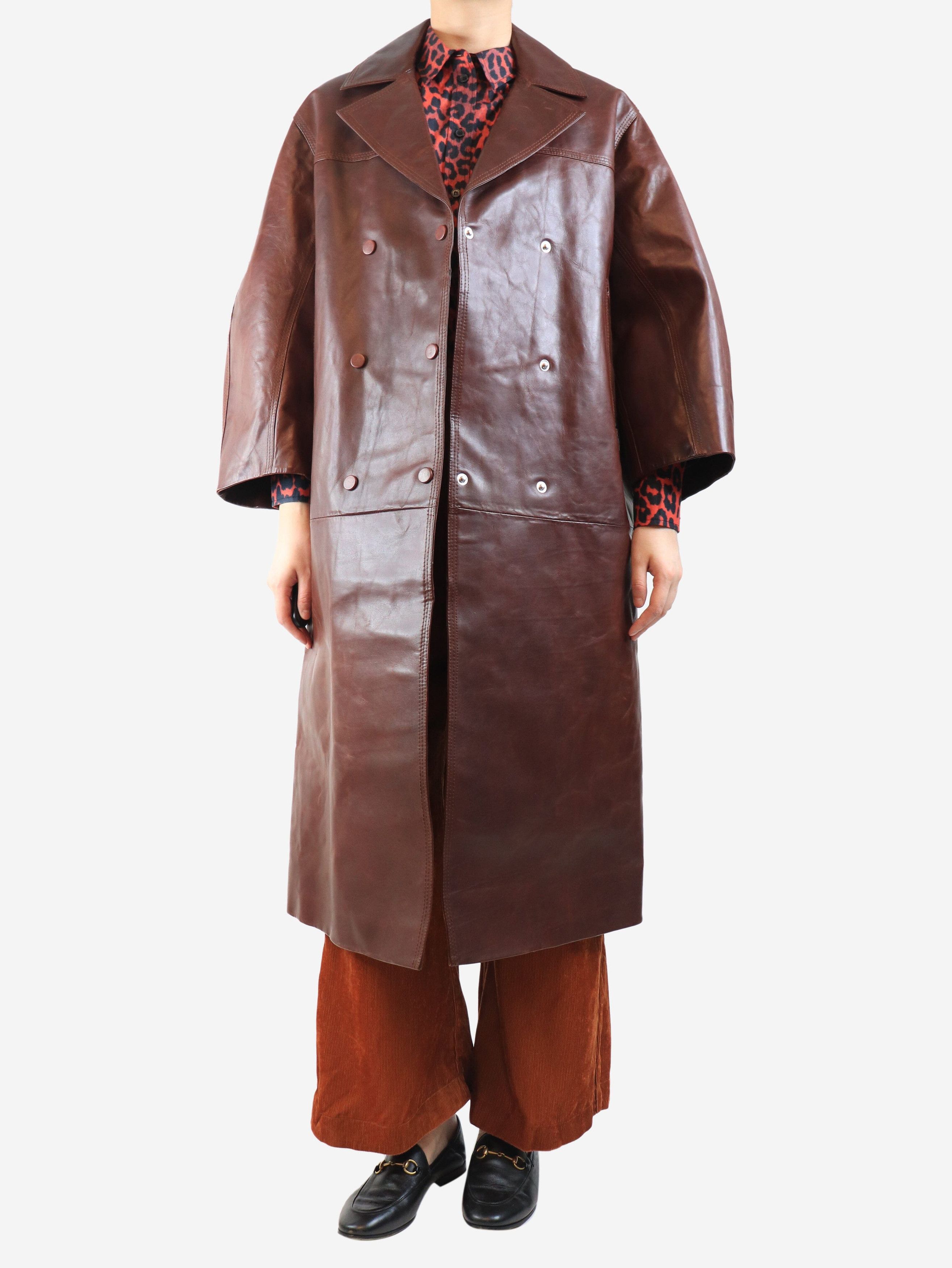 Ganni Brown overd leather coat - S Size S / US 4 / IT 40 - 3 Thumbnail