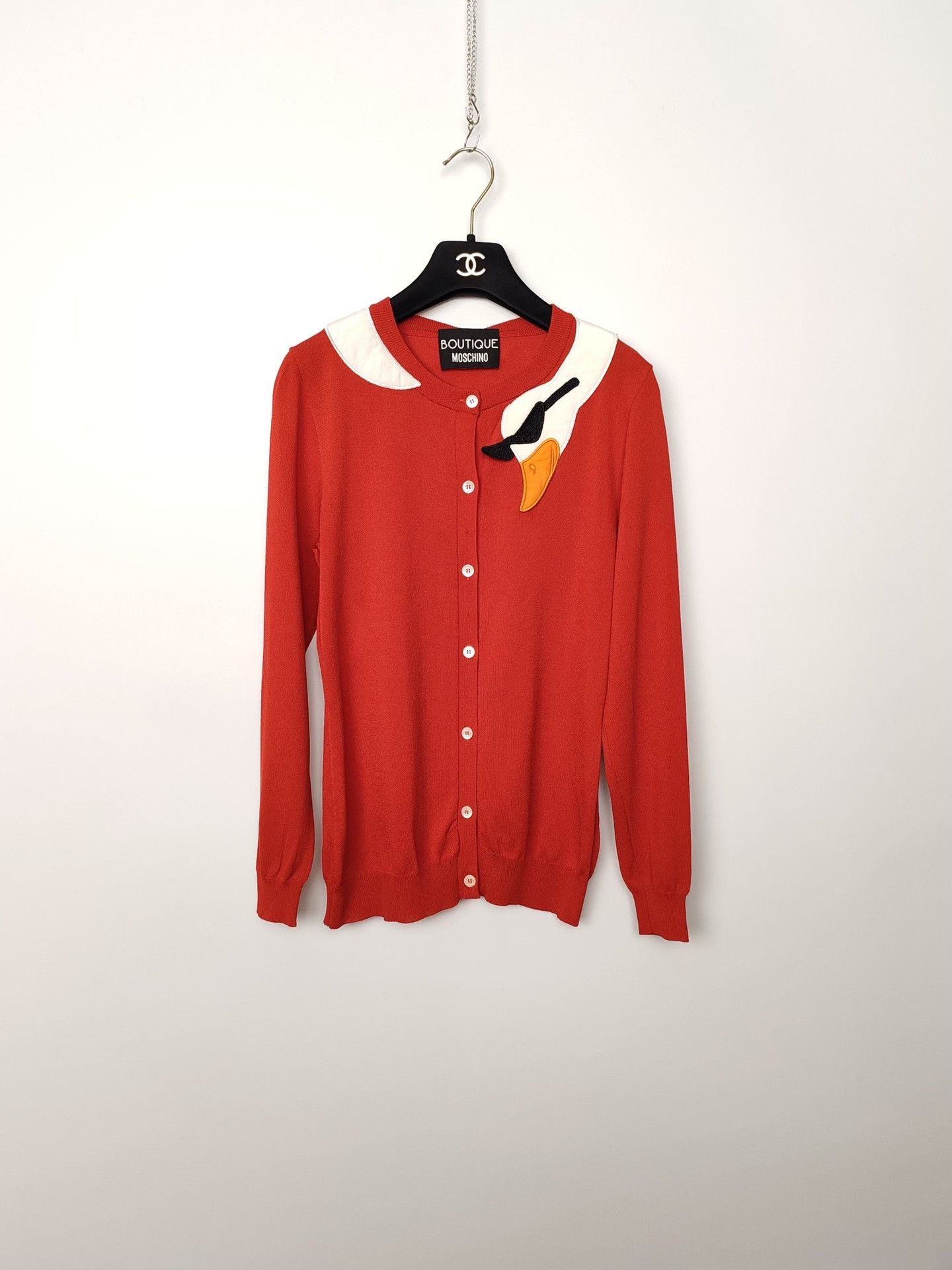 Boutique Moschino Boutique Moschino Swan Embroidered Cardigan Size 40 Size S / US 4 / IT 40 - 2 Thumbnail