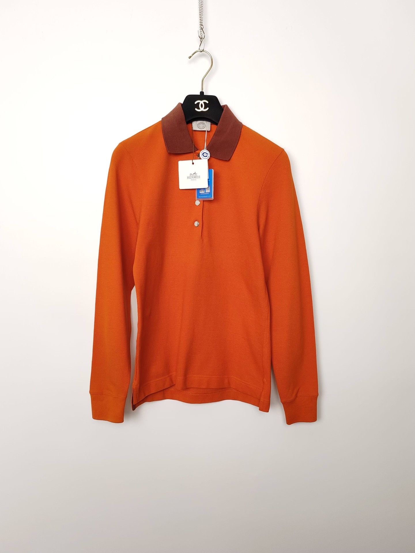 Hermes Hermès Orange Long Sleeve Polo Size XS Size XS / US 0-2 / IT 36-38 - 2 Thumbnail
