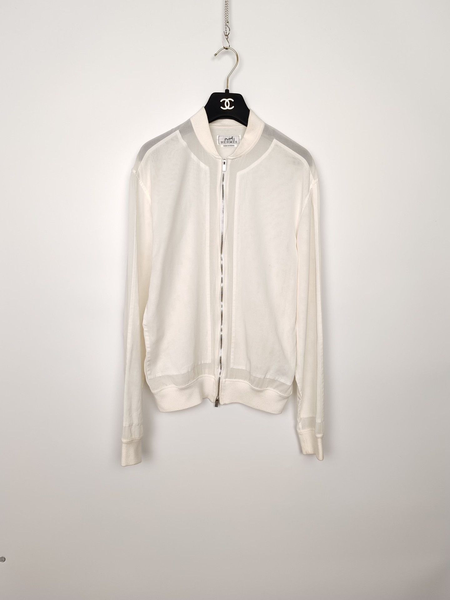 Hermes Hermes White Cotton Bomber Jacket Size 38 Size S / US 4 / IT 40 - 2 Thumbnail