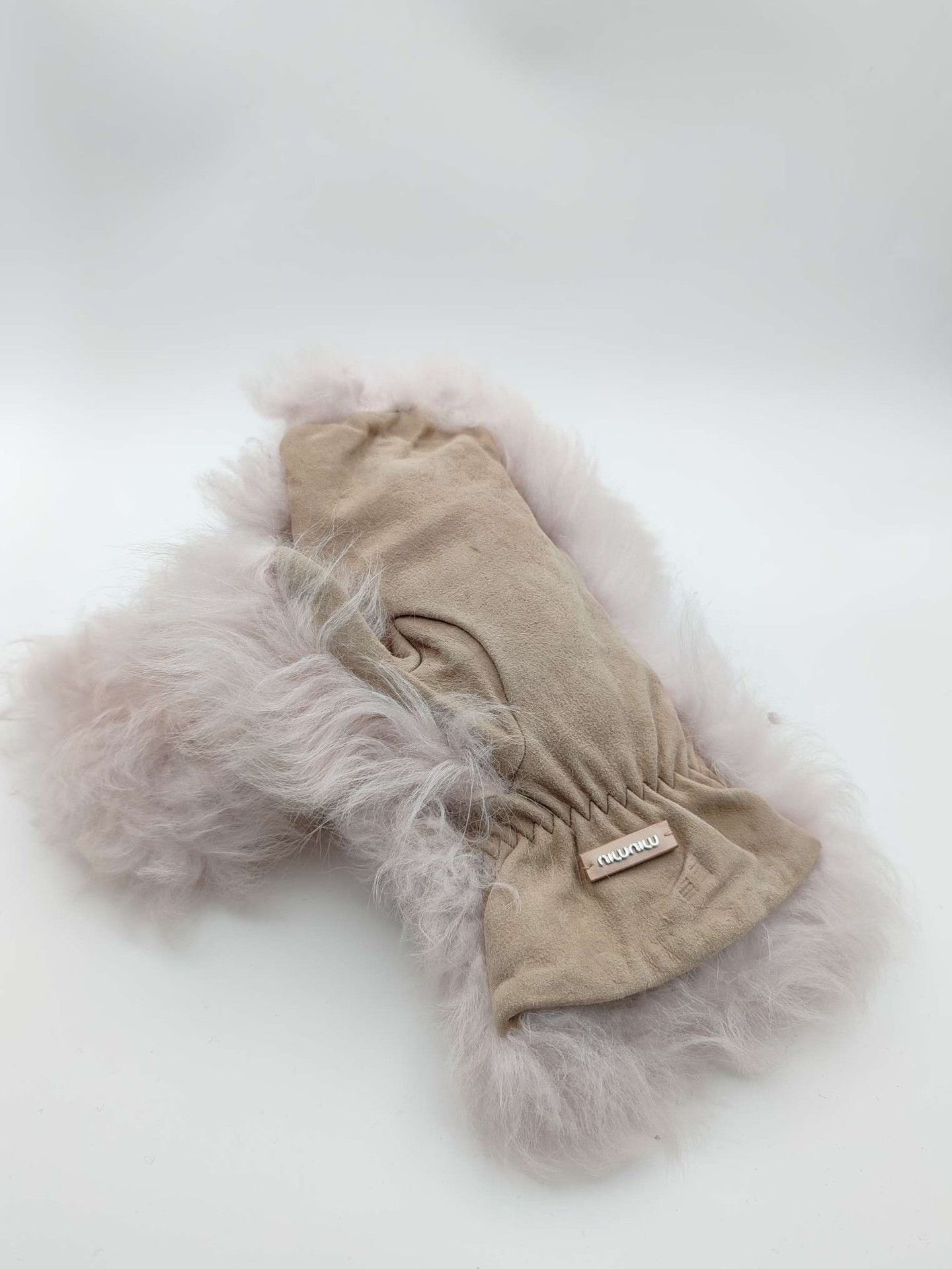 Miu Miu Miu Miu Logo Fur Gloves Size 7.5 Size ONE SIZE - 3 Thumbnail