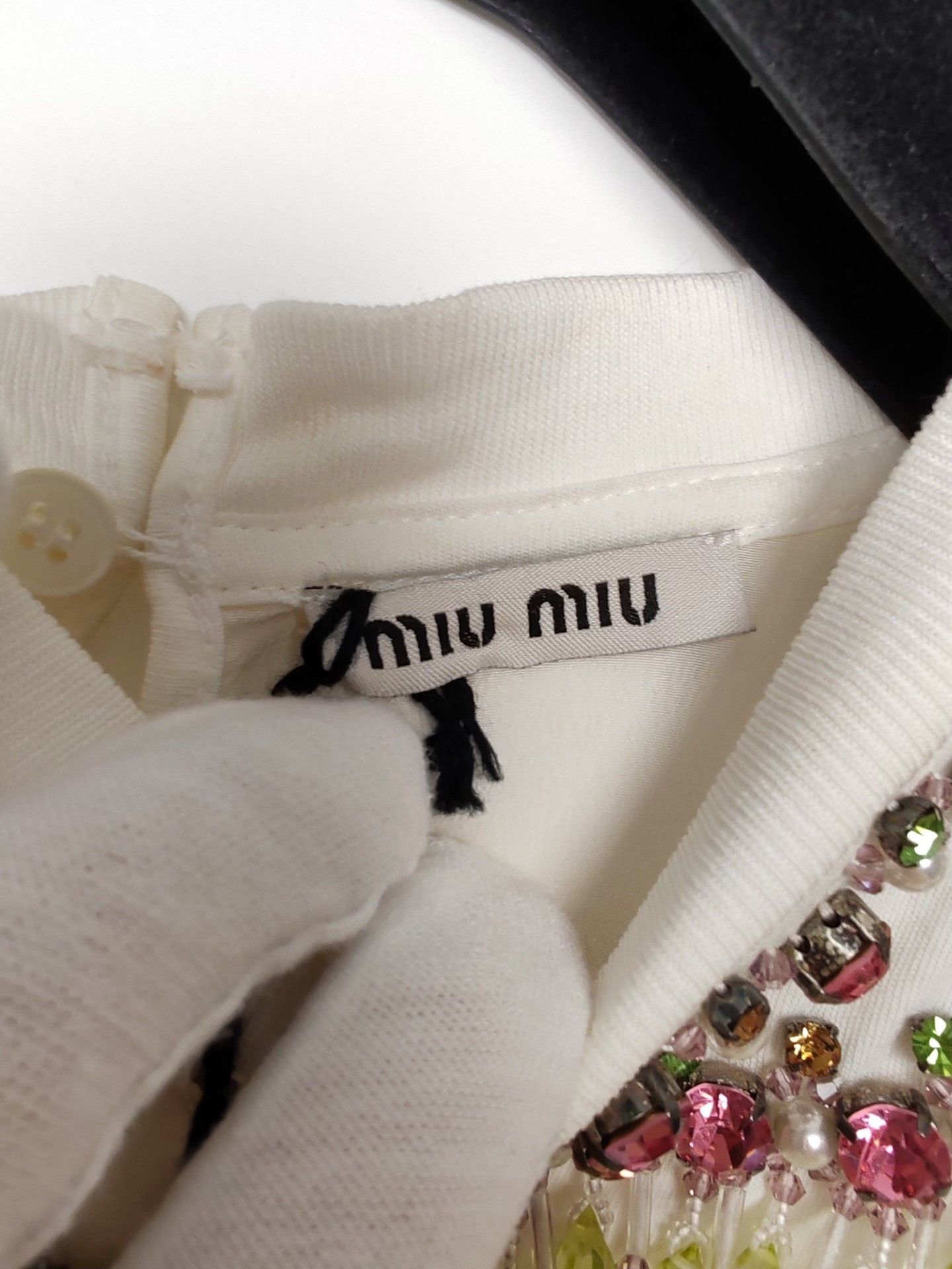Miu Miu Miu Miu Crystal Embellished T-Shirt Size S Size S / US 4 / IT 40 - 4 Thumbnail
