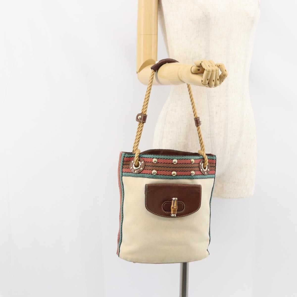 Gucci Gucci Vintage Bamboo Shoulder Bag Canvas Size ONE SIZE - 15 Thumbnail