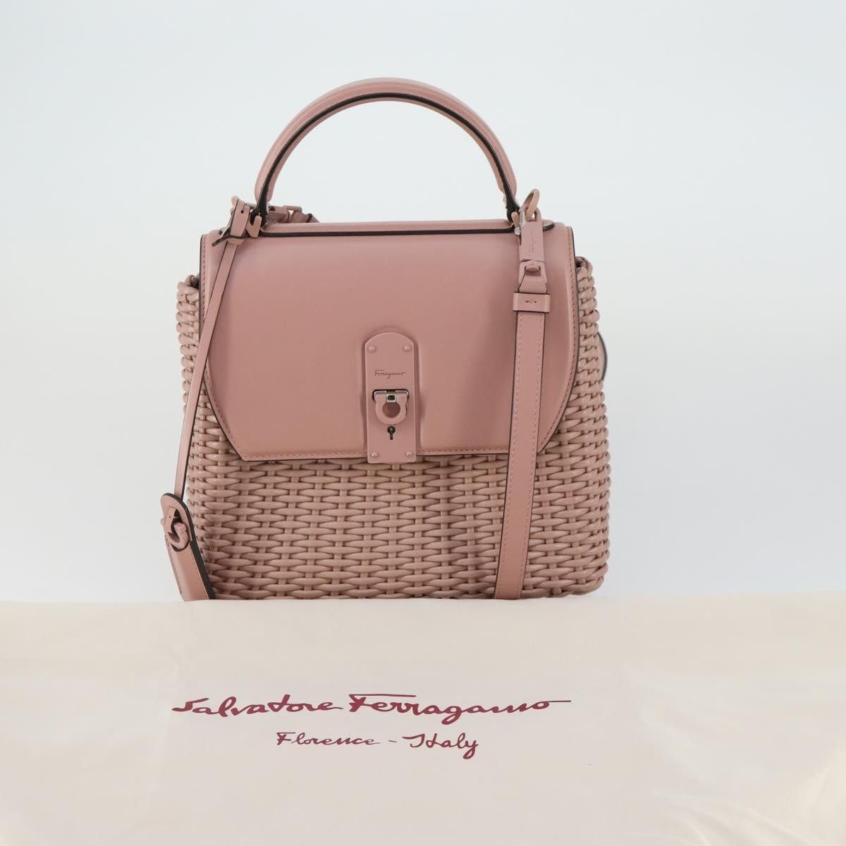 Salvatore Ferragamo Salvatore Ferragamo Boxyz Top Handle Woven Leather Size ONE SIZE - 13 Thumbnail