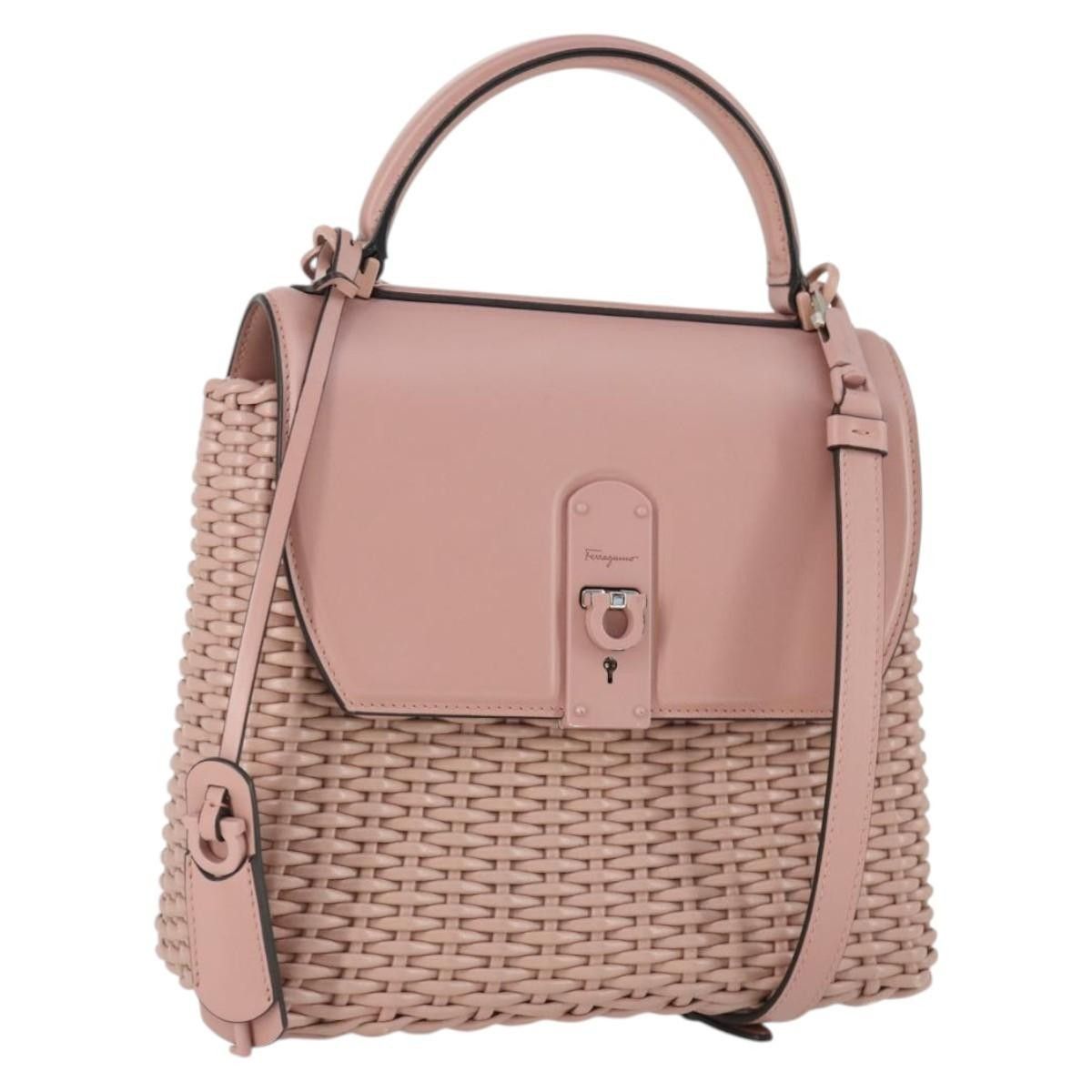 Salvatore Ferragamo Salvatore Ferragamo Boxyz Top Handle Woven Leather Size ONE SIZE - 20 Thumbnail