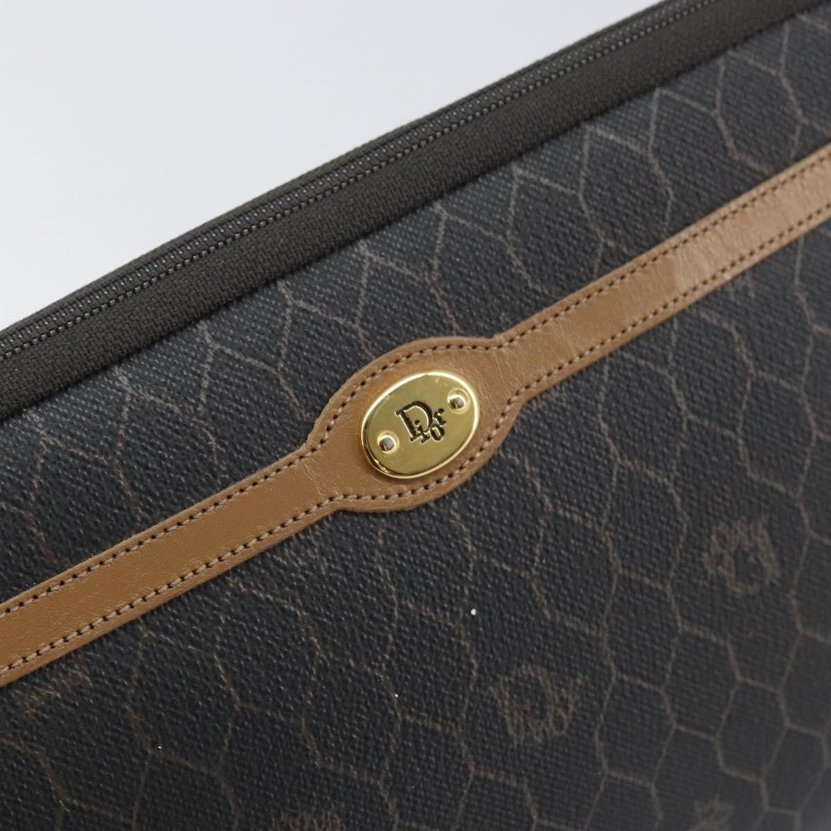 Dior Christian Dior Vintage Honeycomb Zip Pouch Canvas and Leather Size ONE SIZE - 12 Thumbnail