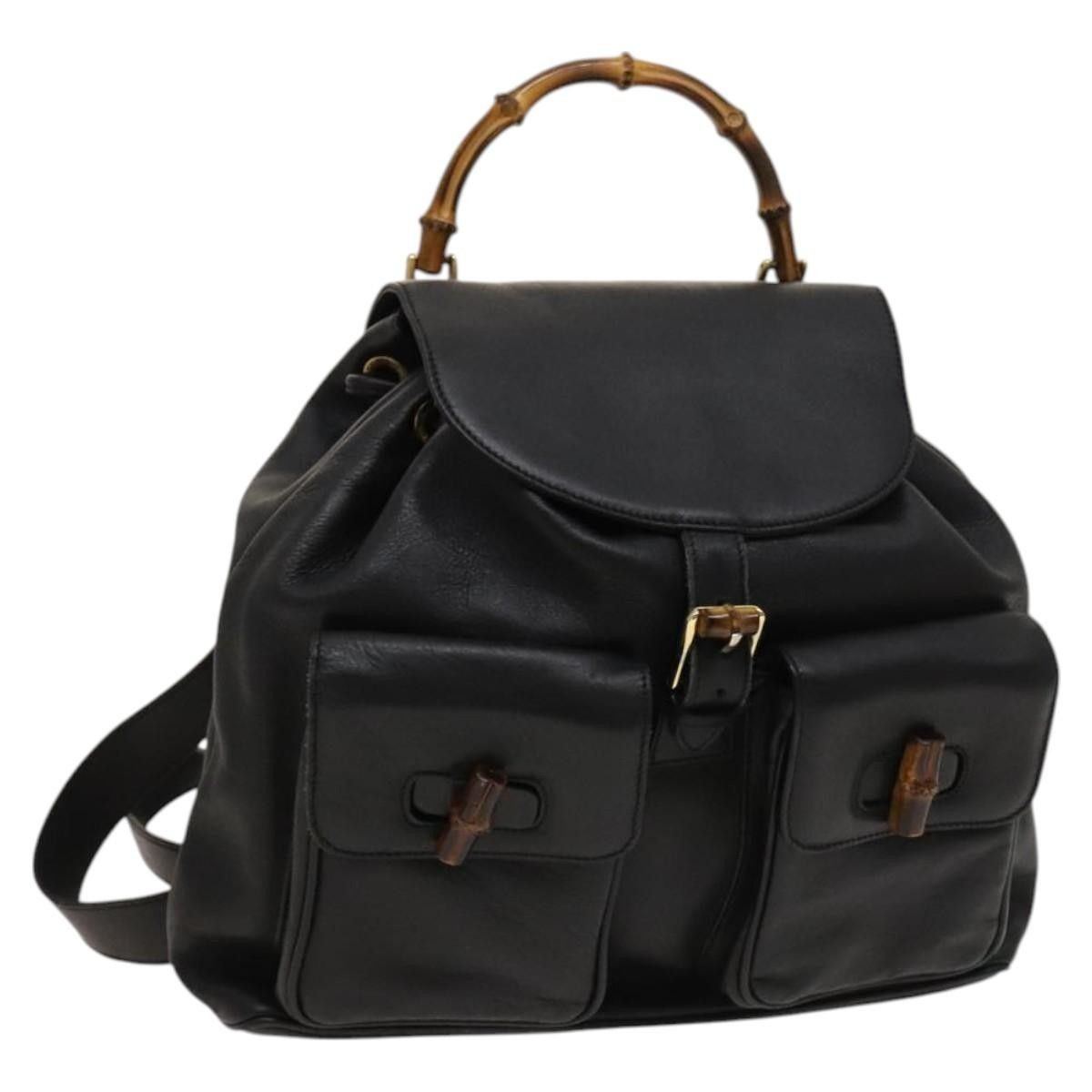 Gucci Gucci Vintage Bamboo Backpack Leather Size ONE SIZE - 15 Thumbnail