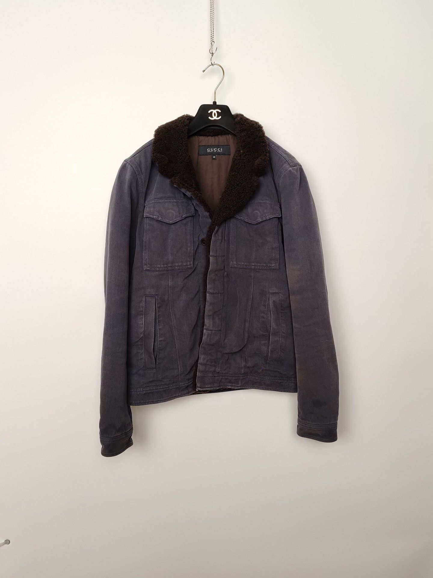 Gucci Gucci Shearling Collar Denim Jacket Size M Size US M / EU 48-50 / 2 - 2 Thumbnail