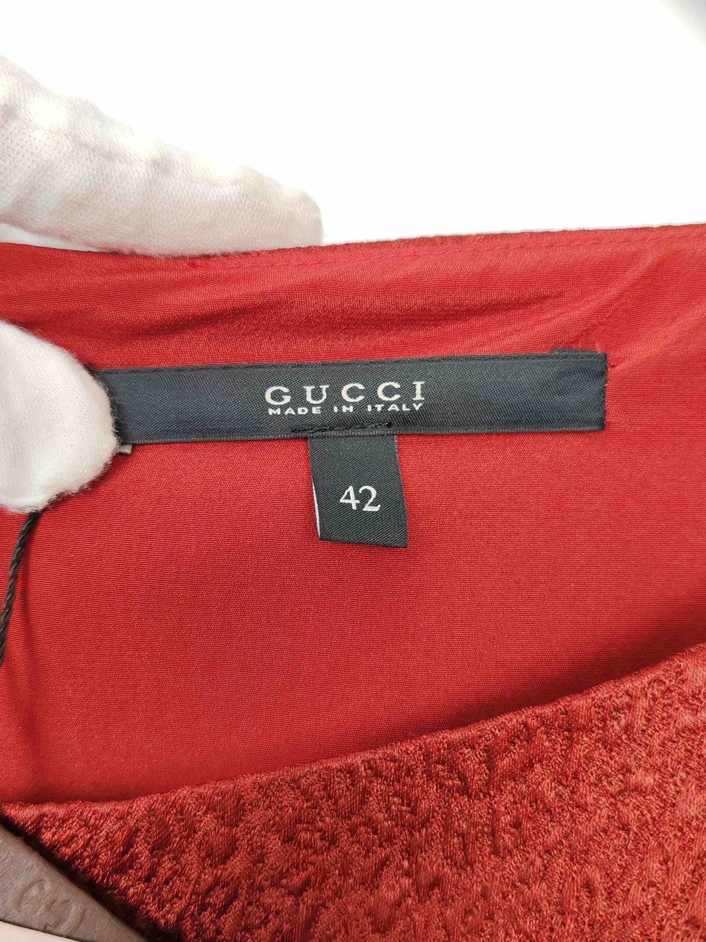 Gucci Gucci Red Wool Silk Bow Midi Dress Size 42 Size M / US 6-8 / IT 42-44 - 4 Thumbnail