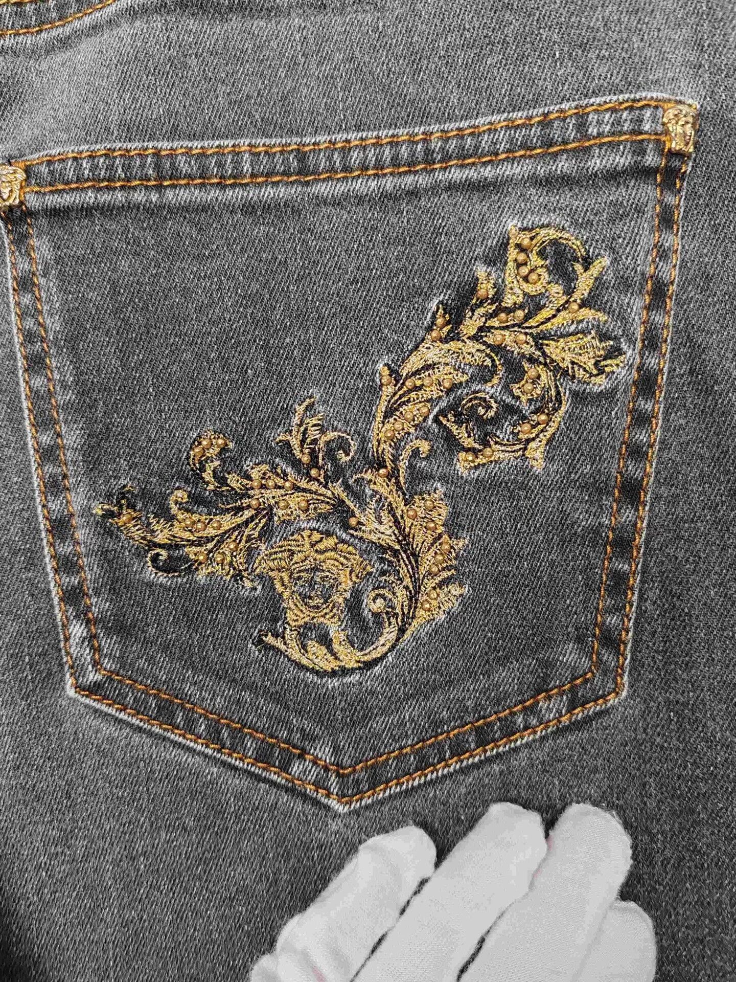Versace Versace Gold Medusa Baroque Denim Jeans Size 33 Size US 33 - 7 Thumbnail
