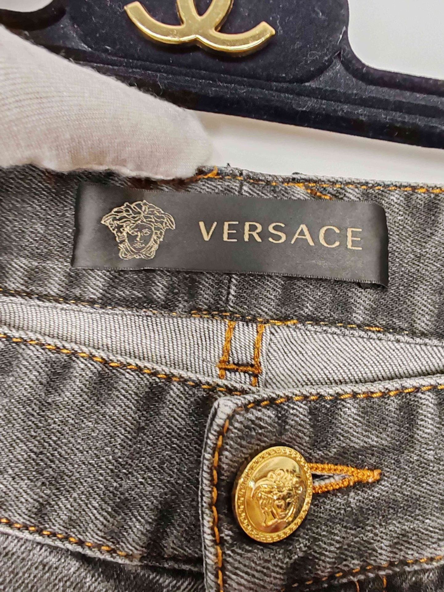 Versace Versace Gold Medusa Baroque Denim Jeans Size 33 Size US 33 - 4 Thumbnail