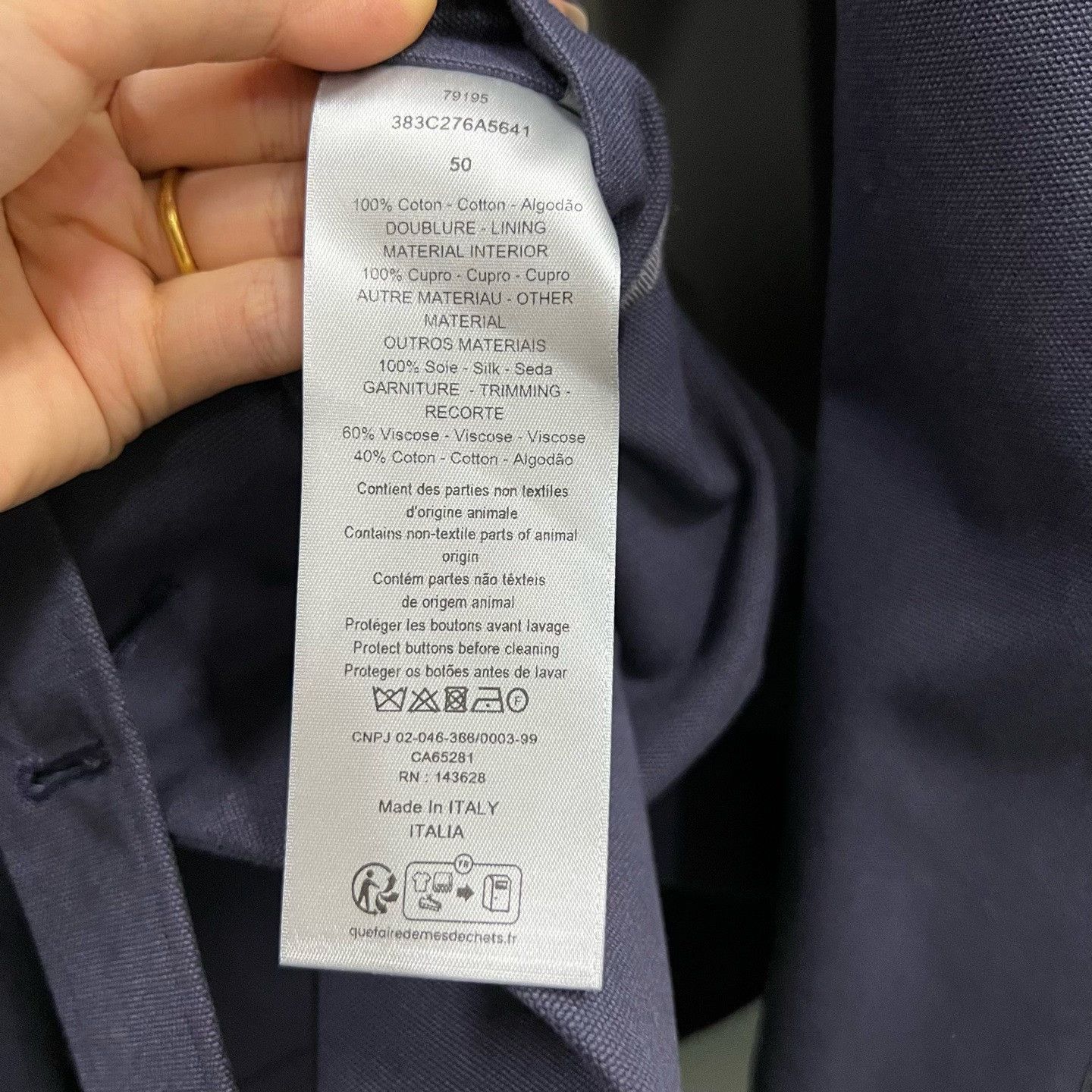 Dior Dior Navy Cotton Chore Jacket Size M Size US M / EU 48-50 / 2 - 6 Thumbnail