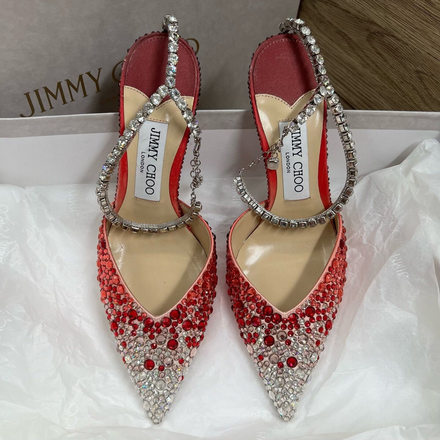 Jimmy Choo Jimmy Choo Saeda Crystal Ombre Heels Size 36.5 Size US 6.5 / IT 36.5 - 3 Thumbnail