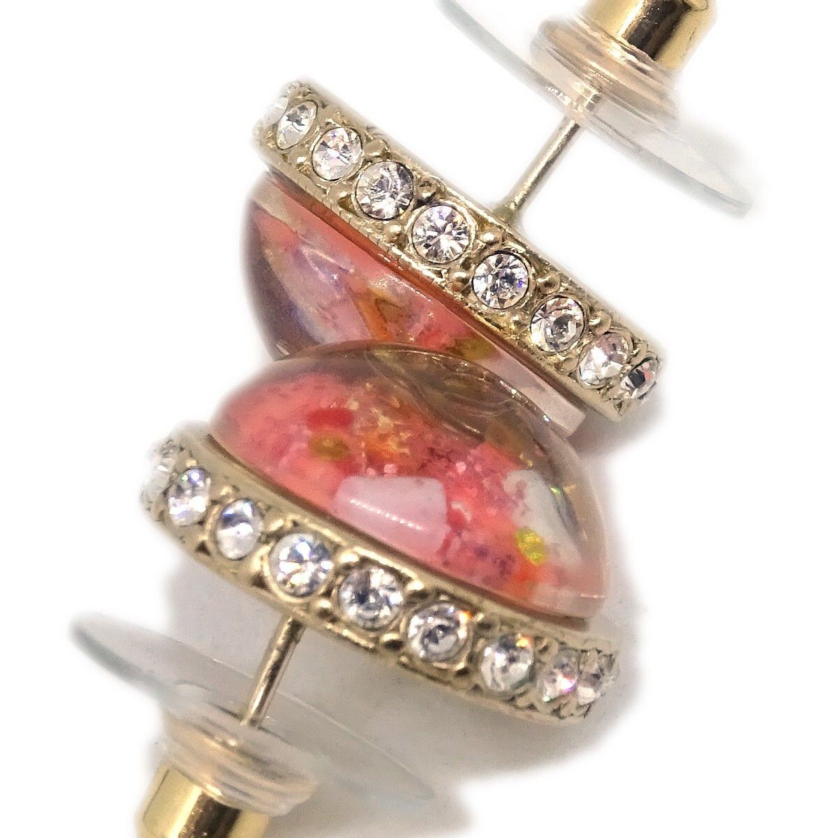Chanel Chanel CC Logo Button Stud Earrings Metal with Crystals Size ONE SIZE - 3 Thumbnail