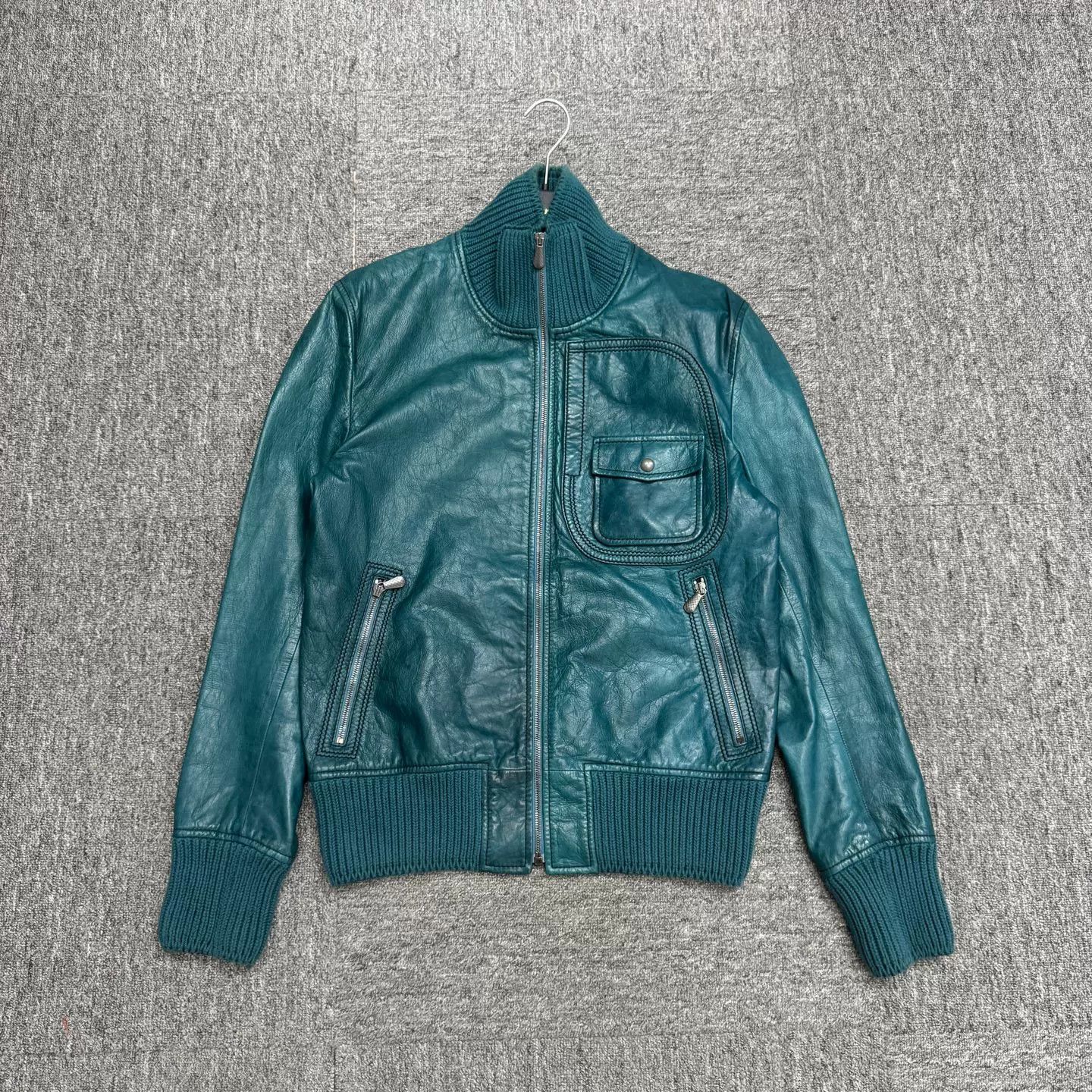 Bottega Veneta Bottega Veneta Green Leather Bomber Jacket Size M Size US M / EU 48-50 / 2 - 2 Thumbnail