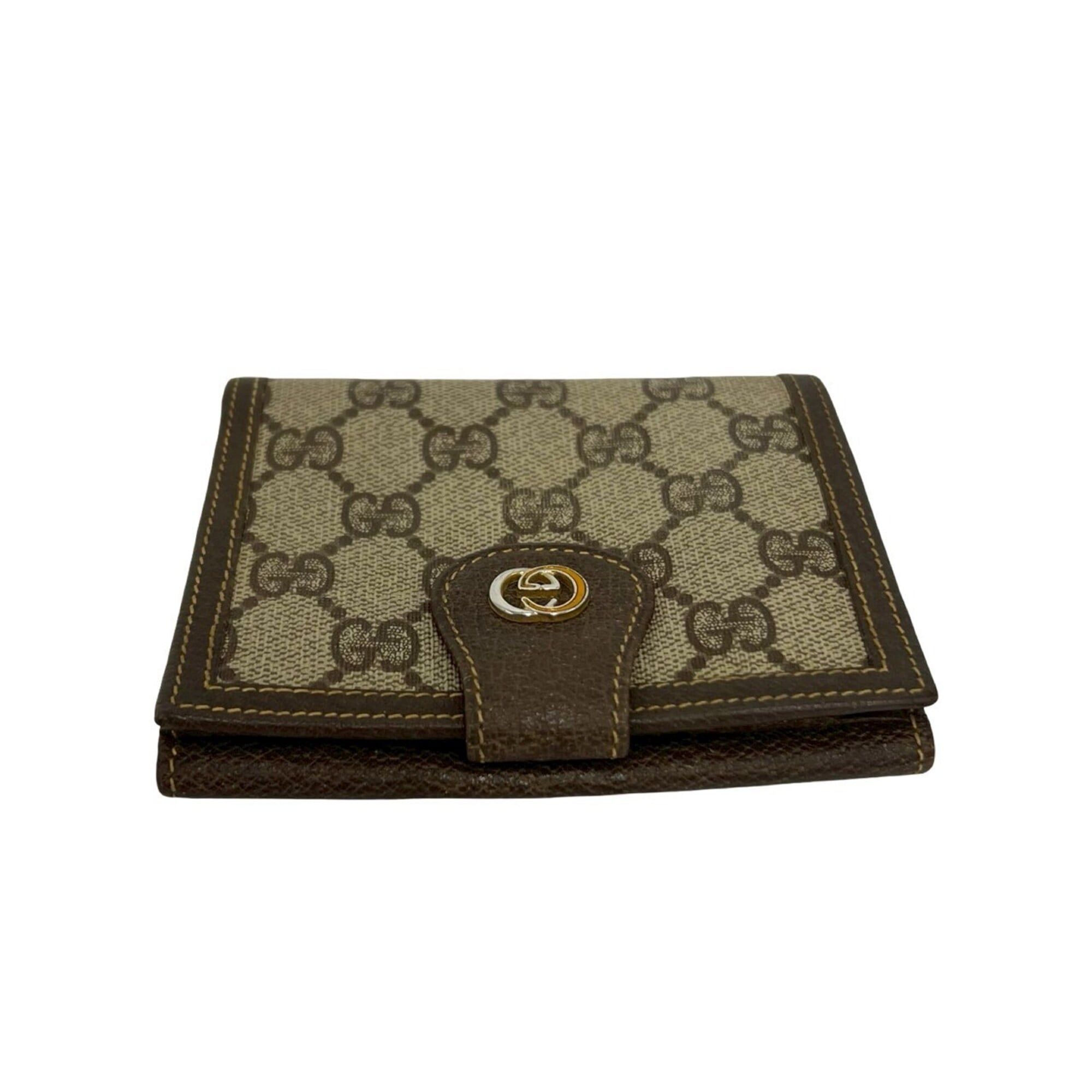 Gucci GUCCI Vintage GG Logo Wallet, Canvas and Leather, Brown, 33572 Size ONE SIZE - 3 Thumbnail