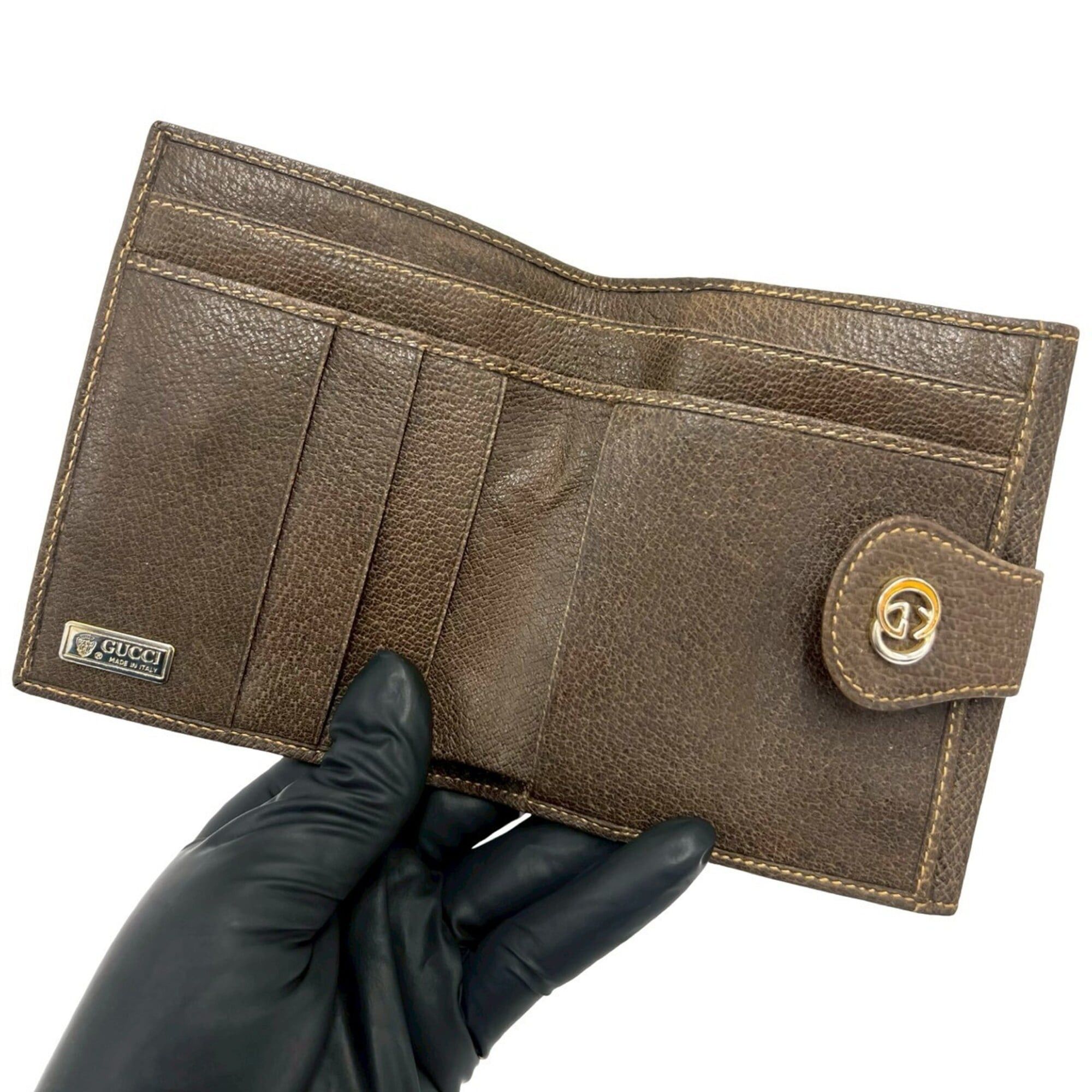 Gucci GUCCI Vintage GG Logo Wallet, Canvas and Leather, Brown, 33572 Size ONE SIZE - 7 Thumbnail