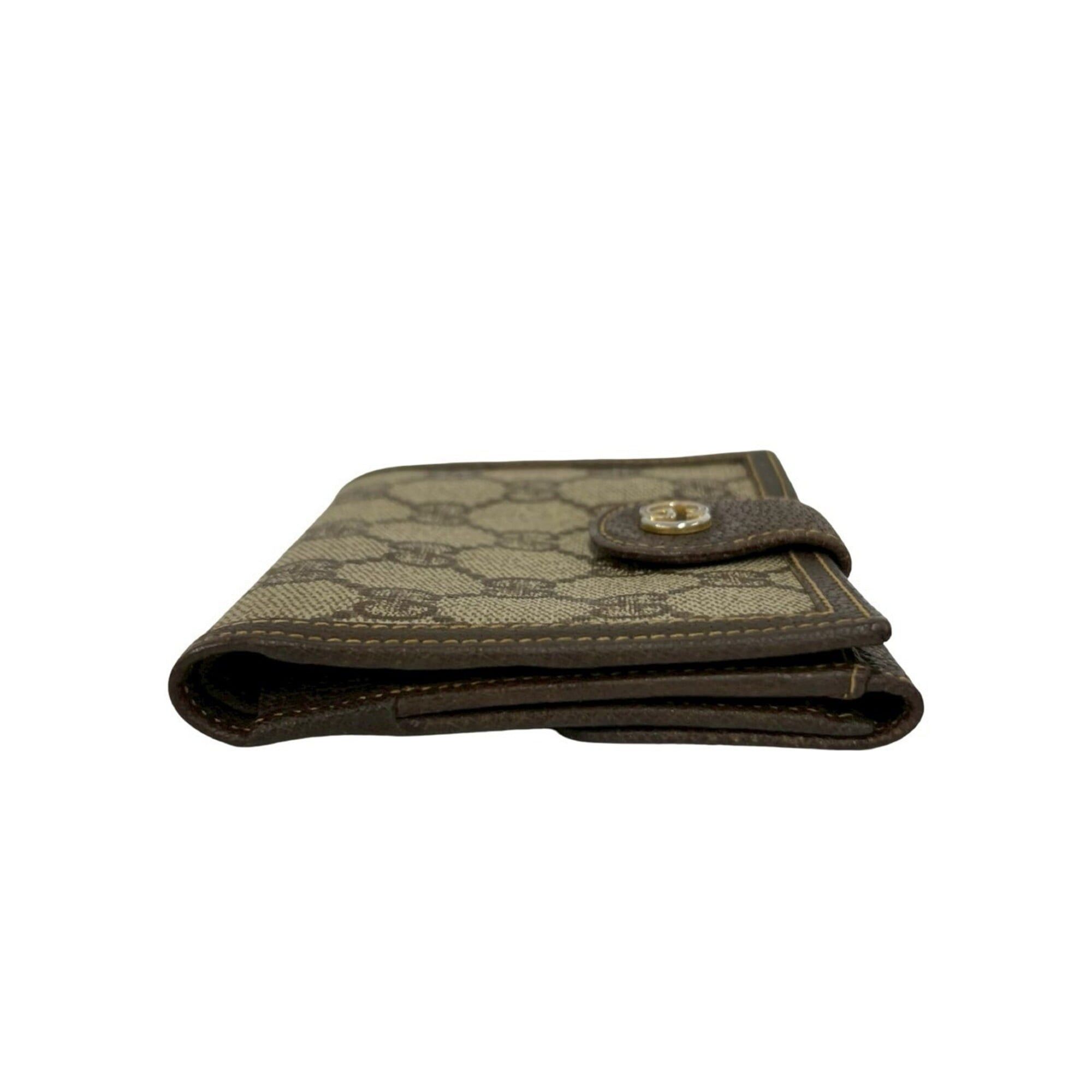 Gucci GUCCI Vintage GG Logo Wallet, Canvas and Leather, Brown, 33572 Size ONE SIZE - 5 Thumbnail