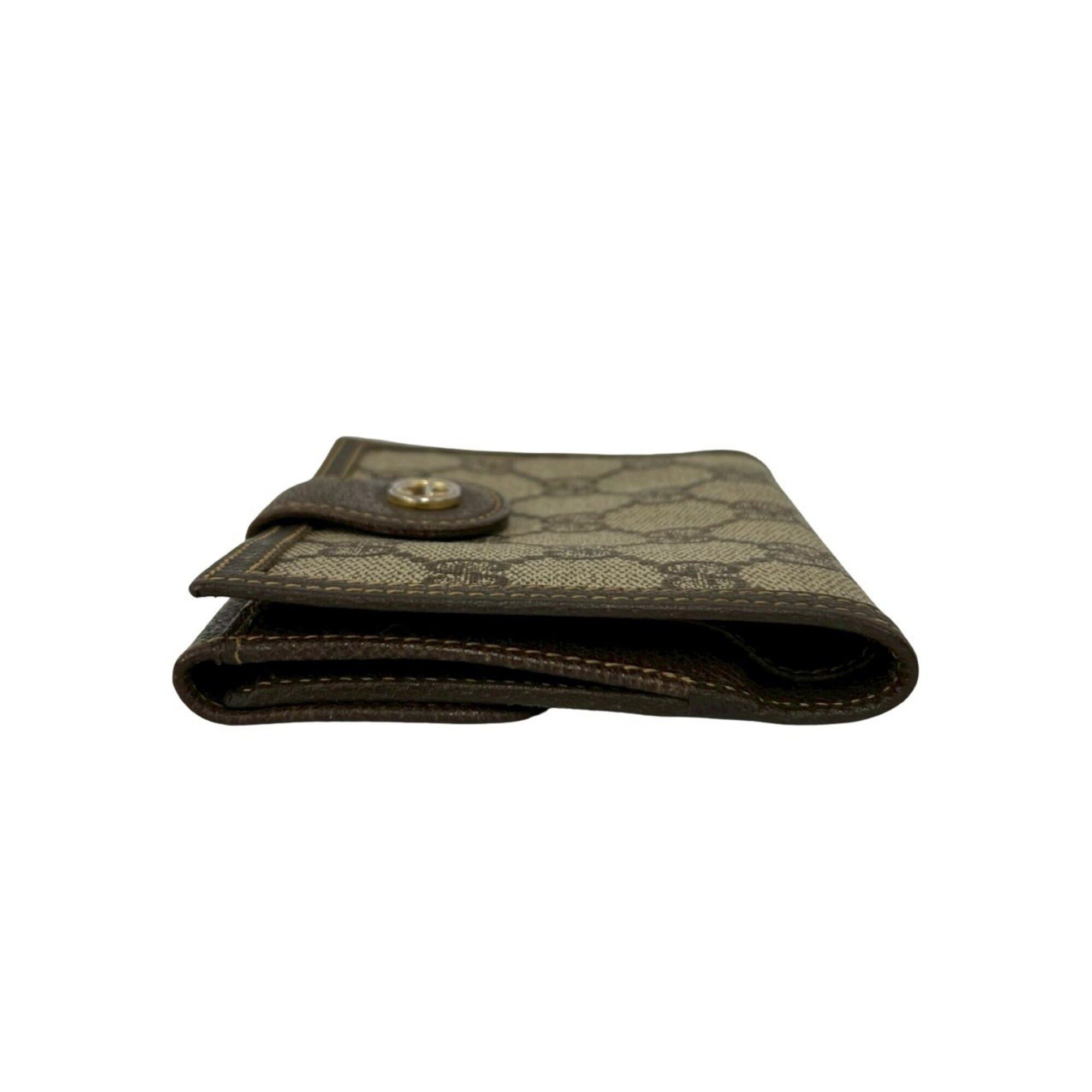 Gucci GUCCI Vintage GG Logo Wallet, Canvas and Leather, Brown, 33572 Size ONE SIZE - 4 Thumbnail