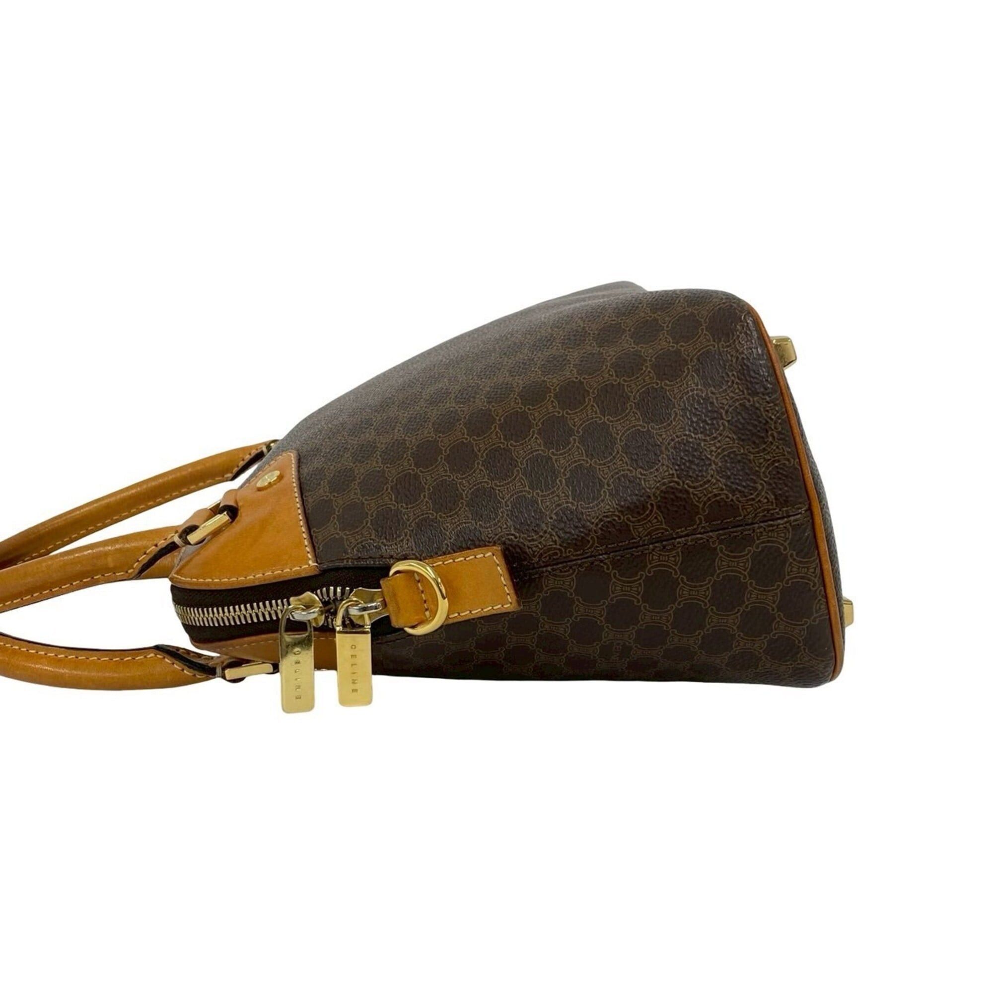 Celine CELINE Vintage Macadam Blazon Triomphe Leather Handbag Mini Boston Bag Brown 13880 Size ONE SIZE - 5 Thumbnail