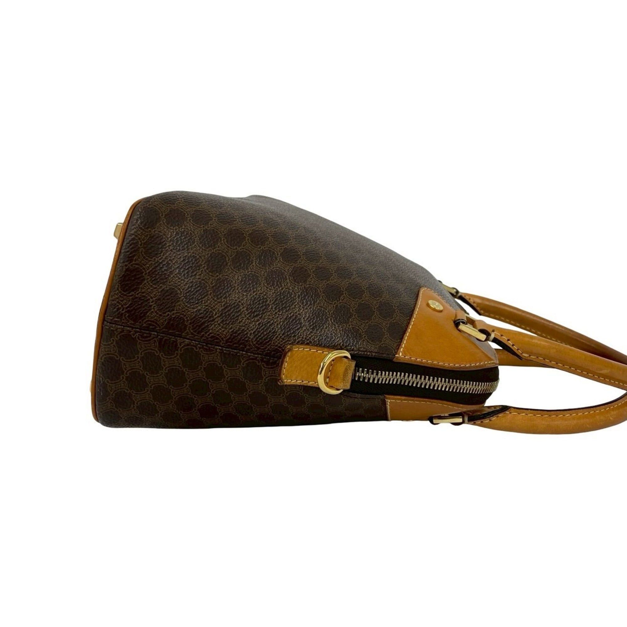 Celine CELINE Vintage Macadam Blazon Triomphe Leather Handbag Mini Boston Bag Brown 13880 Size ONE SIZE - 6 Thumbnail
