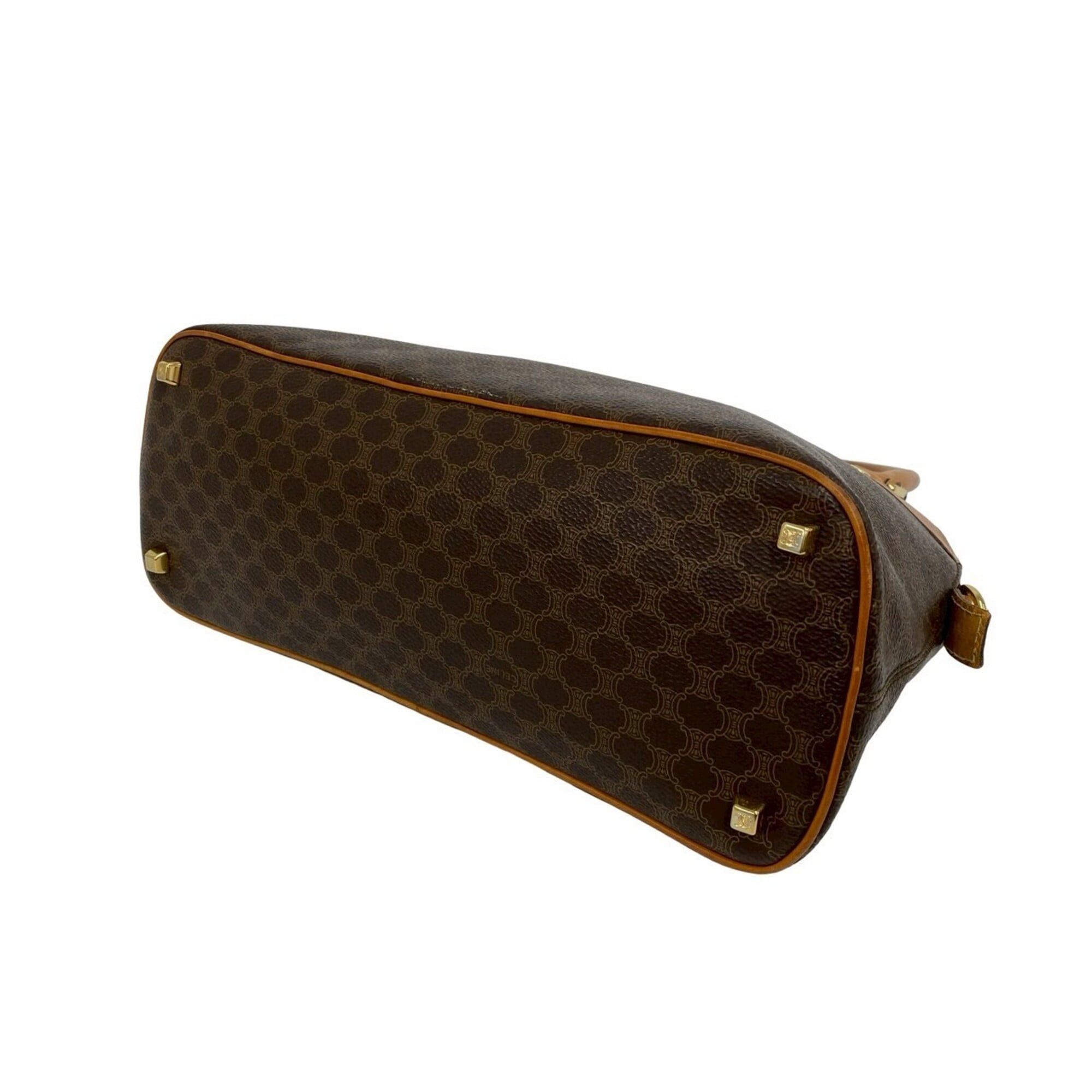 Celine CELINE Vintage Macadam Blazon Triomphe Leather Handbag Mini Boston Bag Brown 13880 Size ONE SIZE - 8 Thumbnail