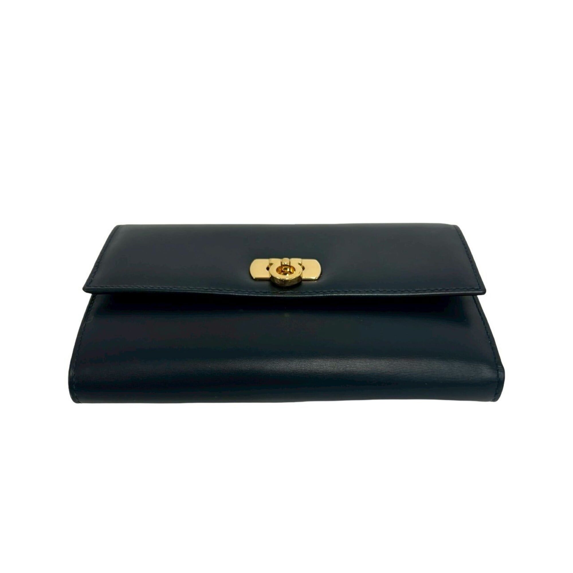 Salvatore Ferragamo Salvatore Ferragamo Gancini hardware leather trifold wallet, navy, 26883 Size ONE SIZE - 6 Thumbnail