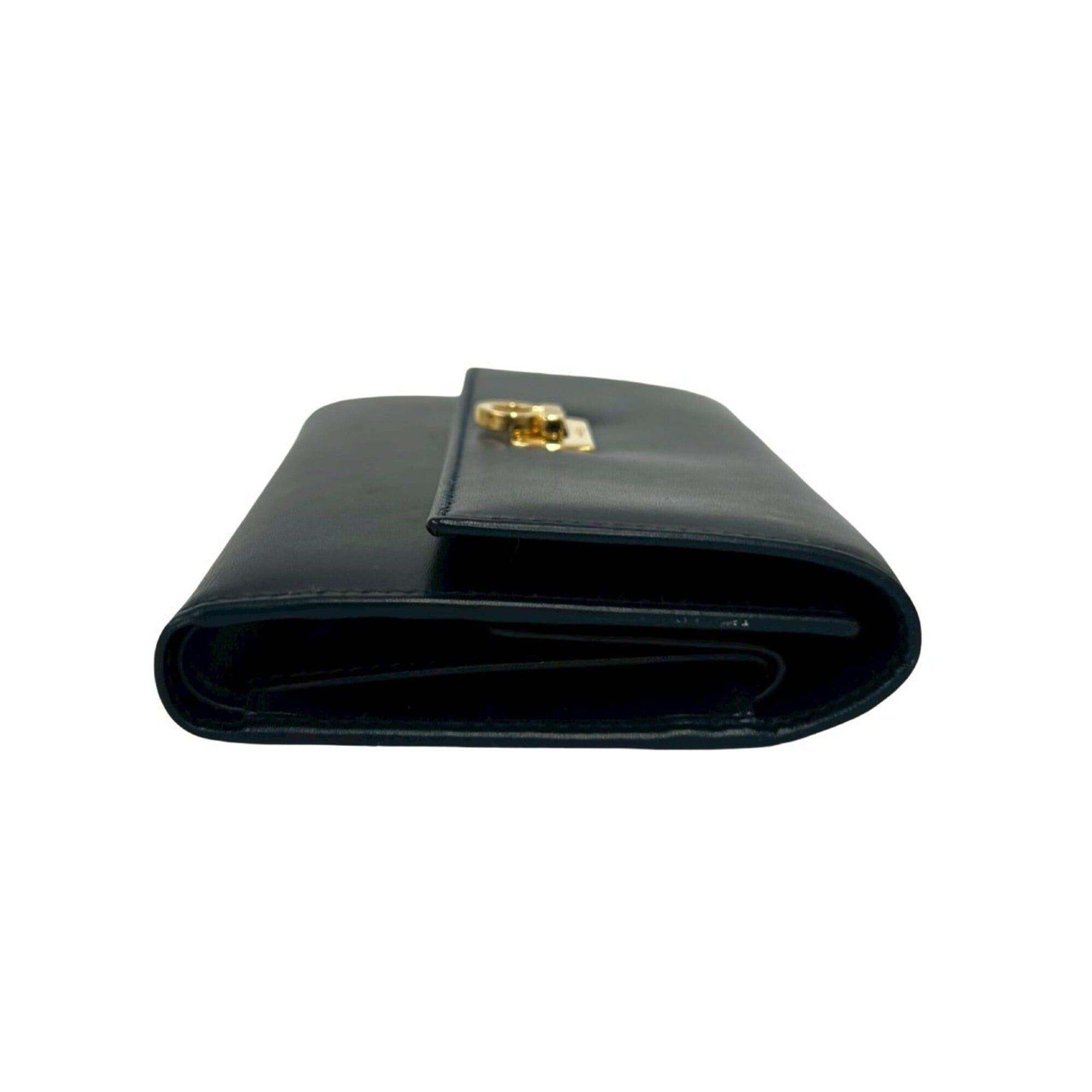 Salvatore Ferragamo Salvatore Ferragamo Gancini hardware leather trifold wallet, navy, 26883 Size ONE SIZE - 5 Thumbnail