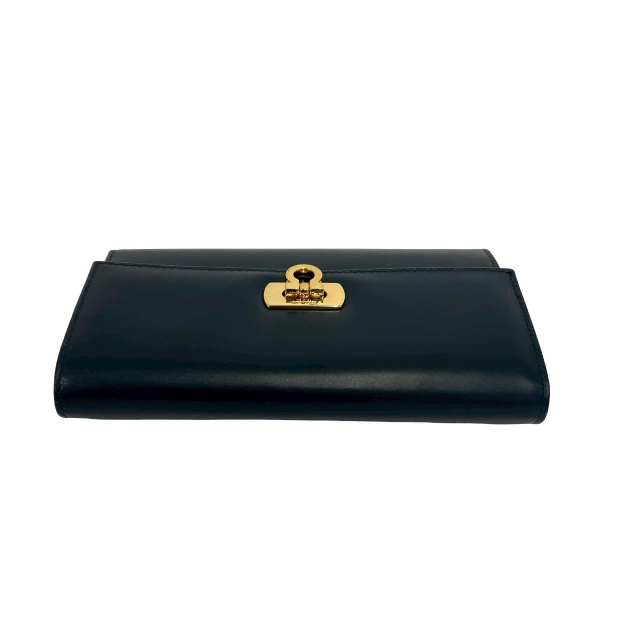 Salvatore Ferragamo Salvatore Ferragamo Gancini hardware leather trifold wallet, navy, 26883 Size ONE SIZE - 3 Thumbnail