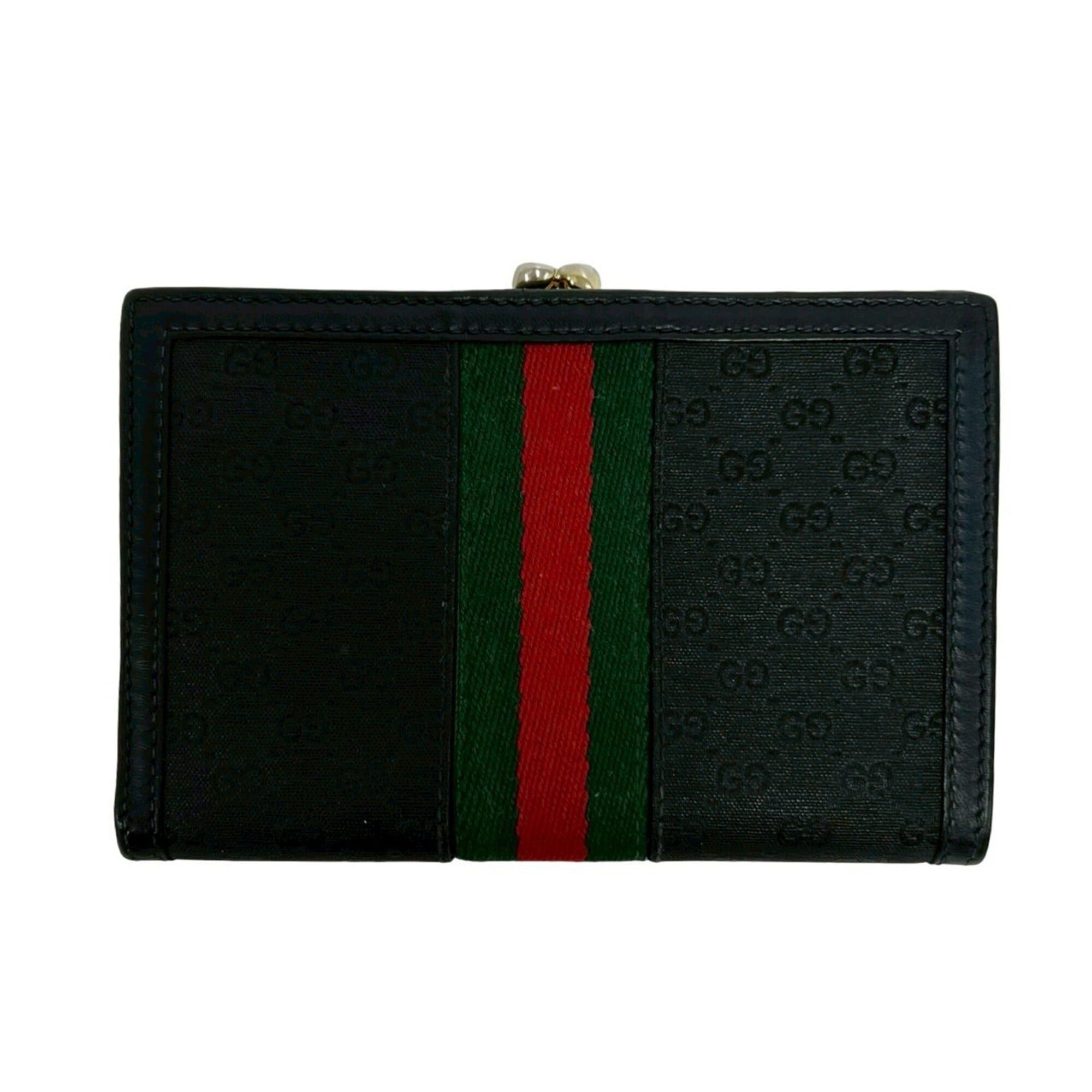 Gucci GUCCI Old Gucci Sherry Line Micro GG Logo Hardware Leather Bi-fold Wallet Black 33588 Size ONE SIZE - 2 Thumbnail