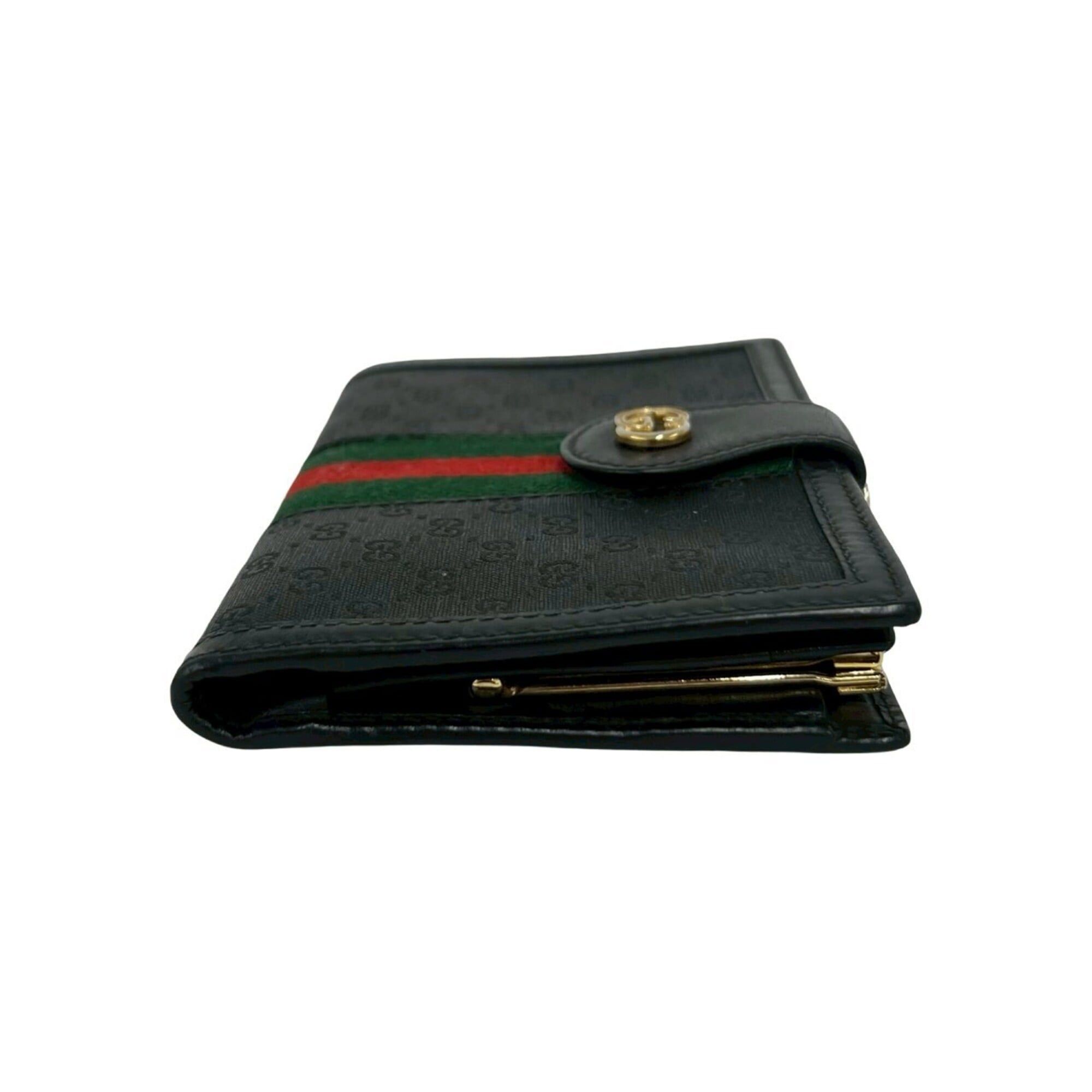 Gucci GUCCI Old Gucci Sherry Line Micro GG Logo Hardware Leather Bi-fold Wallet Black 33588 Size ONE SIZE - 5 Thumbnail