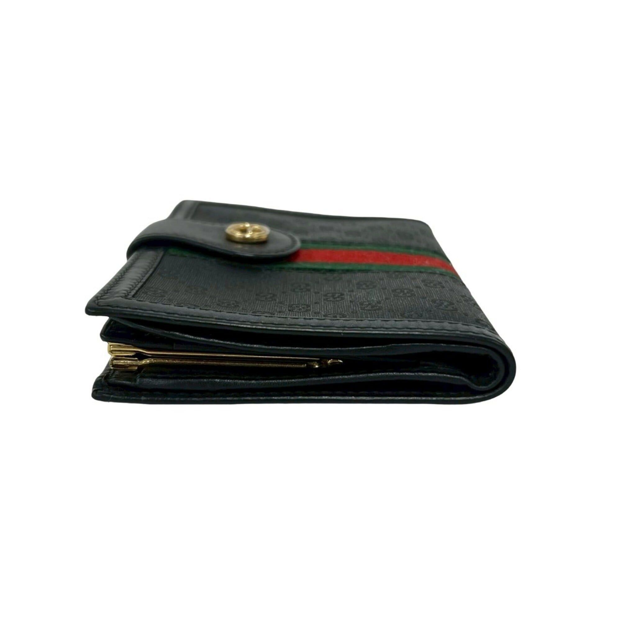 Gucci GUCCI Old Gucci Sherry Line Micro GG Logo Hardware Leather Bi-fold Wallet Black 33588 Size ONE SIZE - 4 Thumbnail