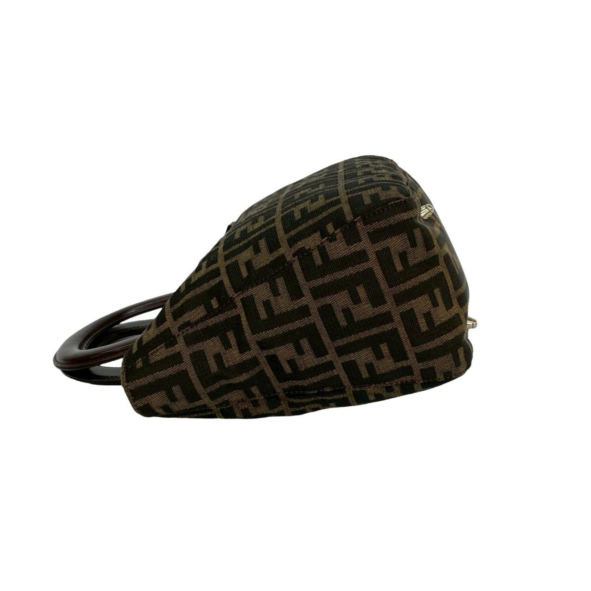 Fendi FENDI Vintage Zucca FF Logo Hardware Canvas Leather Genuine Handbag Mini Tote Bag Brown 90350 Size ONE SIZE - 5 Thumbnail