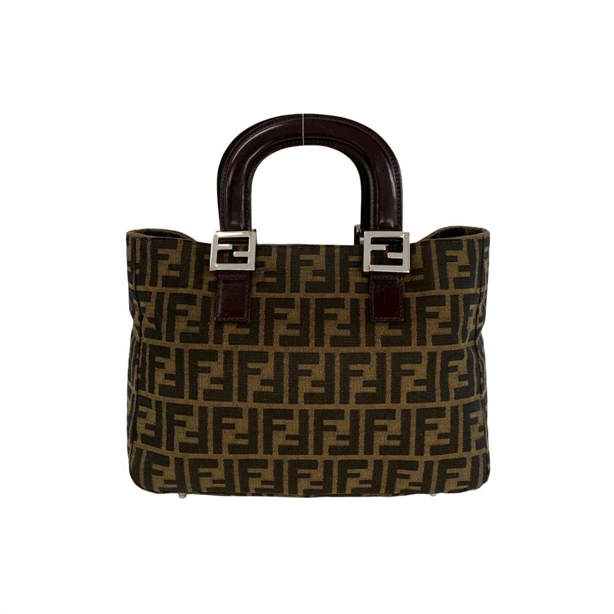 Fendi FENDI Vintage Zucca FF Logo Hardware Canvas Leather Genuine Handbag Mini Tote Bag Brown 90350 Size ONE SIZE - 3 Thumbnail