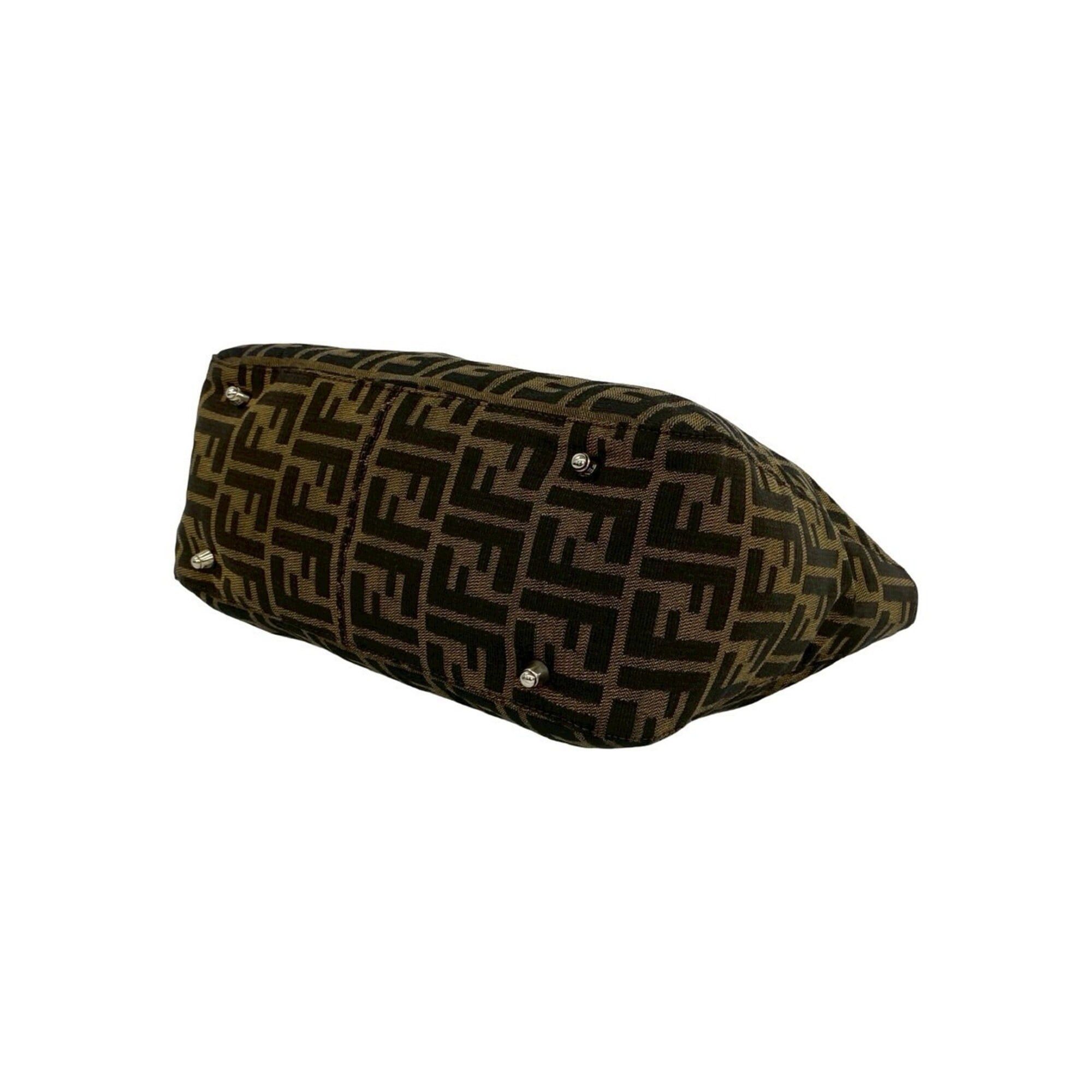 Fendi FENDI Vintage Zucca FF Logo Hardware Canvas Leather Genuine Handbag Mini Tote Bag Brown 90350 Size ONE SIZE - 8 Thumbnail