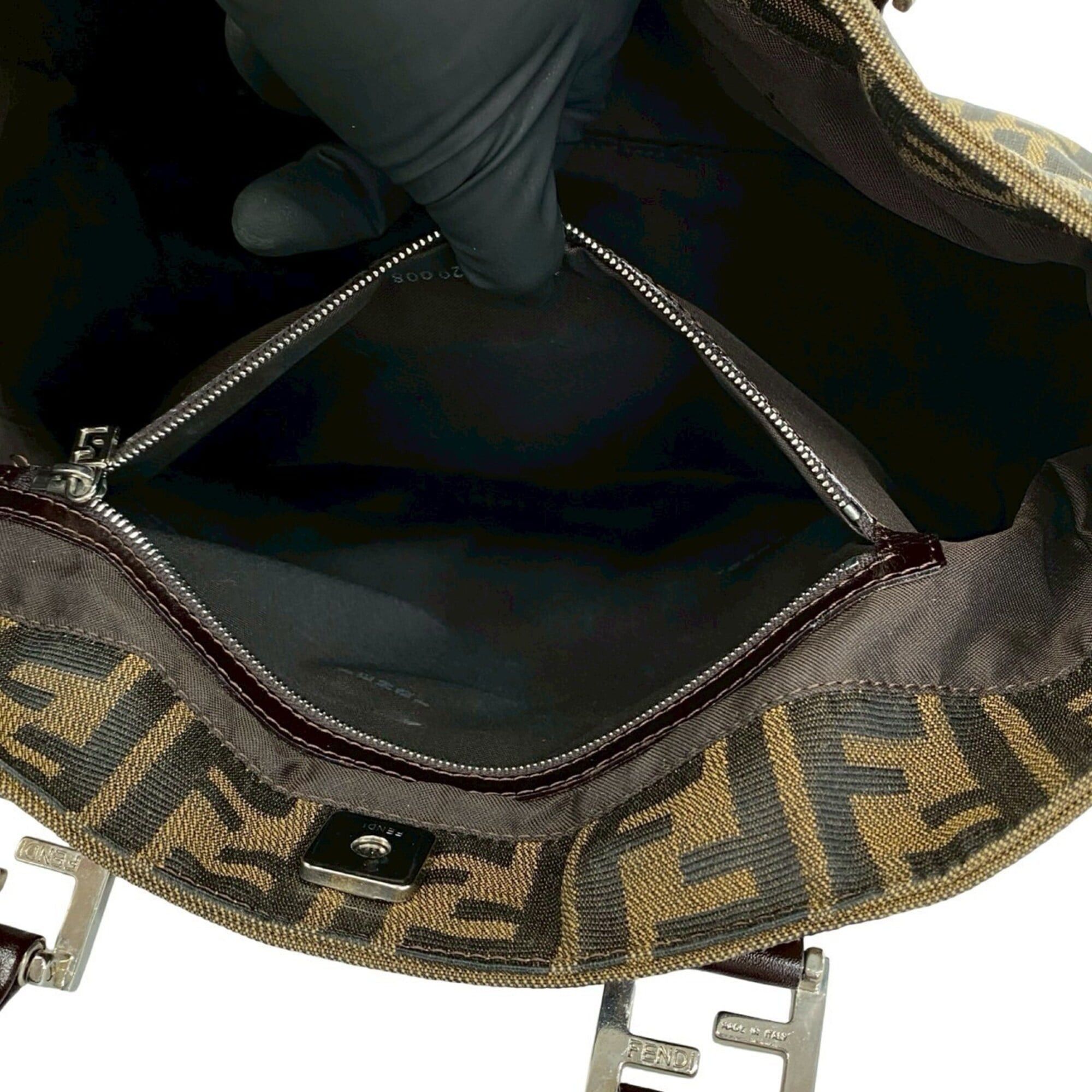 Fendi FENDI Vintage Zucca FF Logo Hardware Canvas Leather Genuine Handbag Mini Tote Bag Brown 90350 Size ONE SIZE - 10 Thumbnail