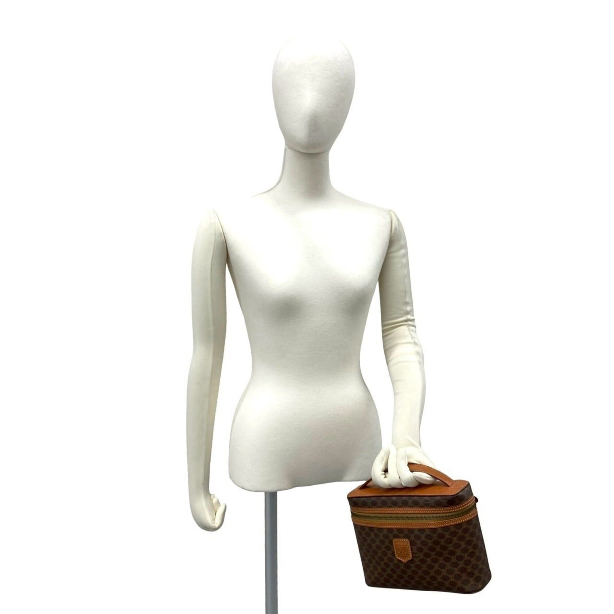 Celine CELINE Vintage Macadam Blazon Triomphe Pattern Logo Leather Handbag Vanity Bag Brown 22693 Size ONE SIZE - 2 Thumbnail