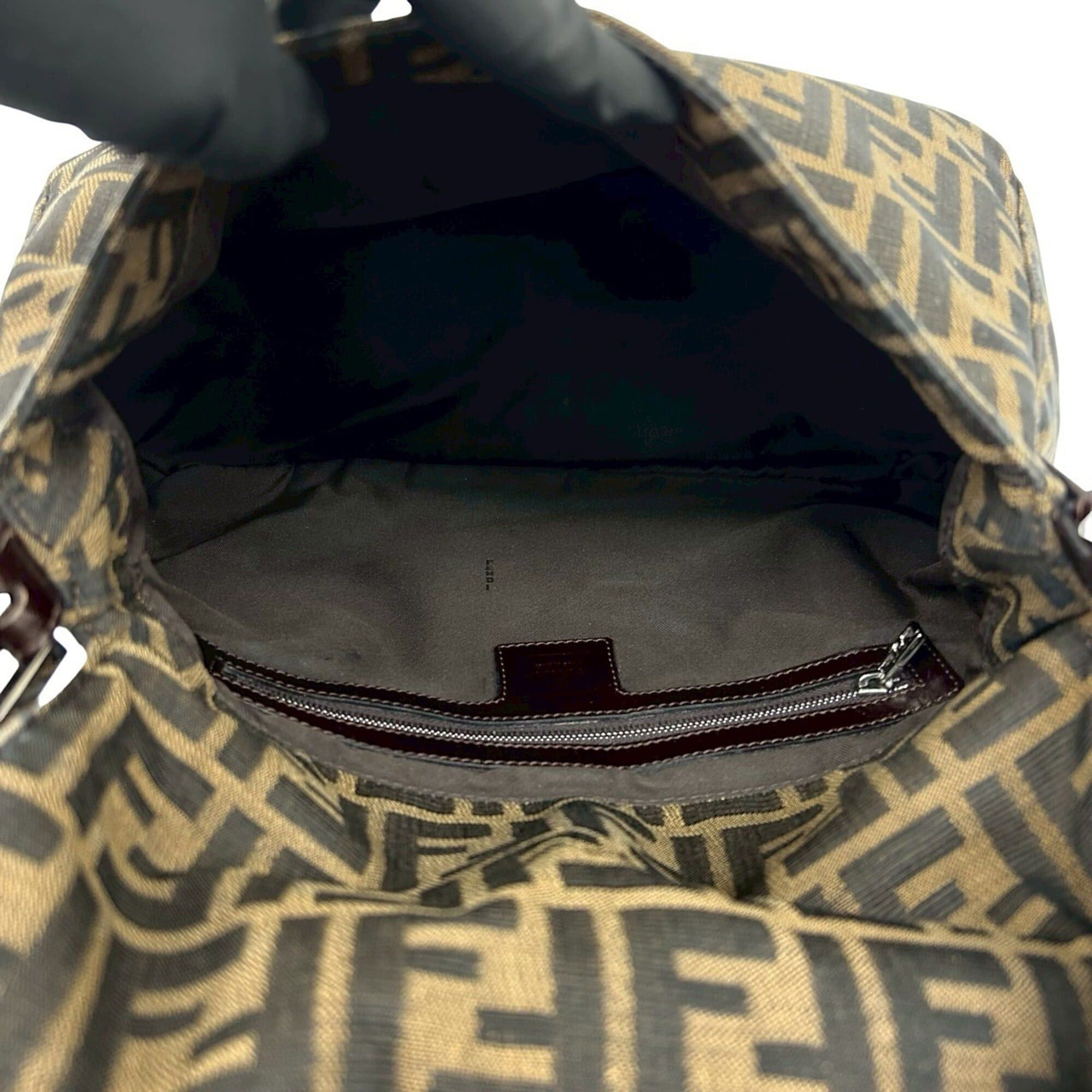 Fendi FENDI Mamma Bucket Zucca FF Logo Pattern Canvas Leather Semi Shoulder Bag Handbag Brown 20463 Size ONE SIZE - 9 Thumbnail