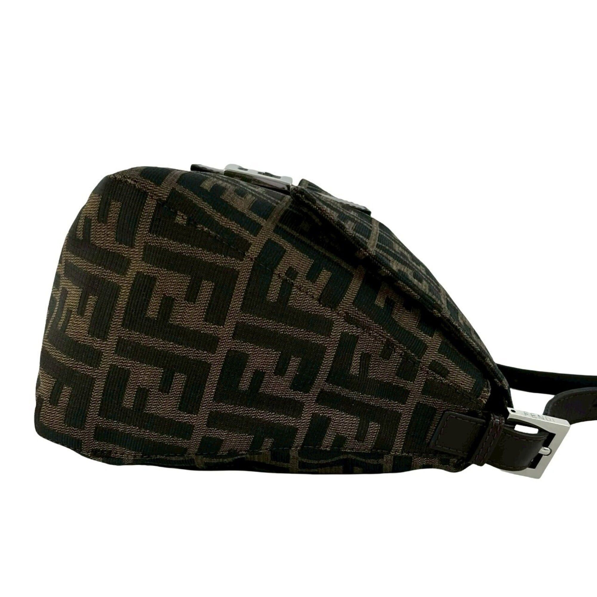 Fendi FENDI Mamma Bucket Zucca FF Logo Pattern Canvas Leather Semi Shoulder Bag Handbag Brown 20463 Size ONE SIZE - 6 Thumbnail