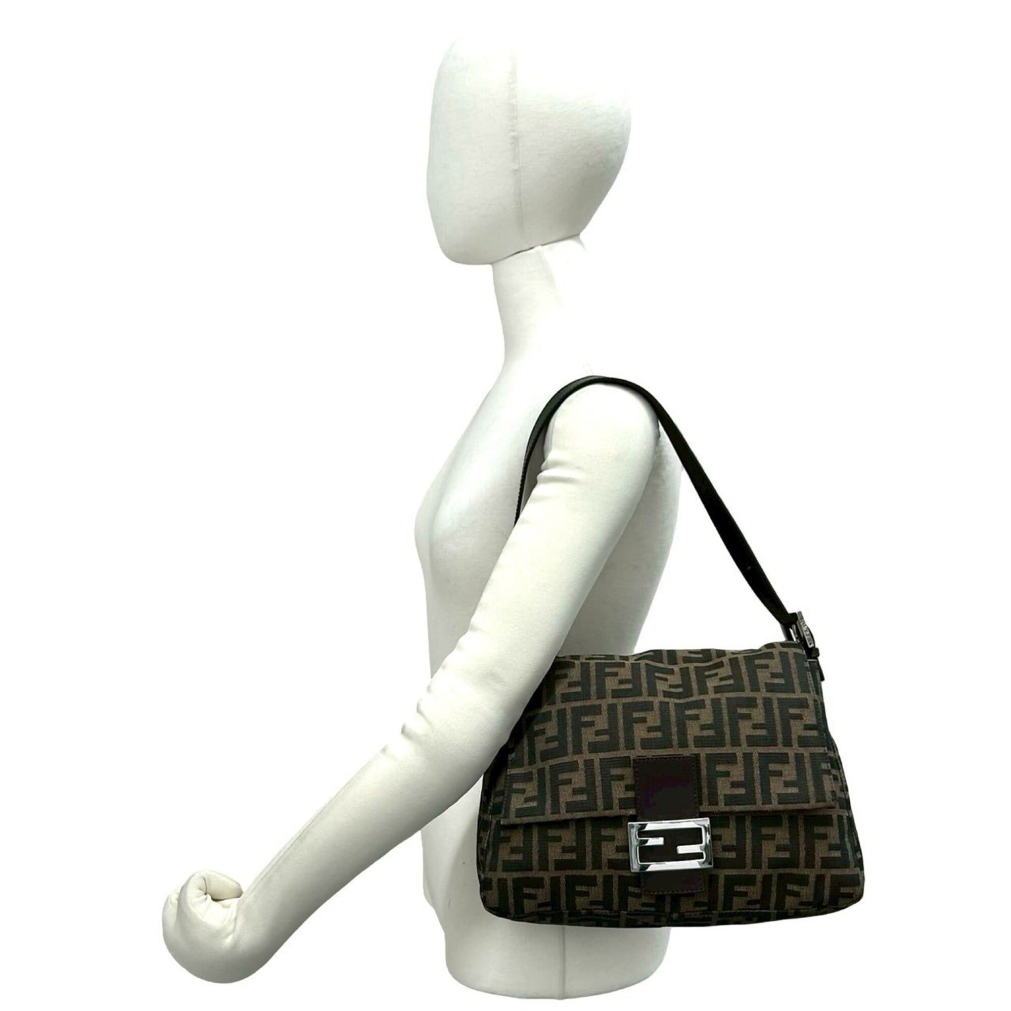 Fendi FENDI Mamma Bucket Zucca FF Logo Pattern Canvas Leather Semi Shoulder Bag Handbag Brown 20463 Size ONE SIZE - 2 Thumbnail