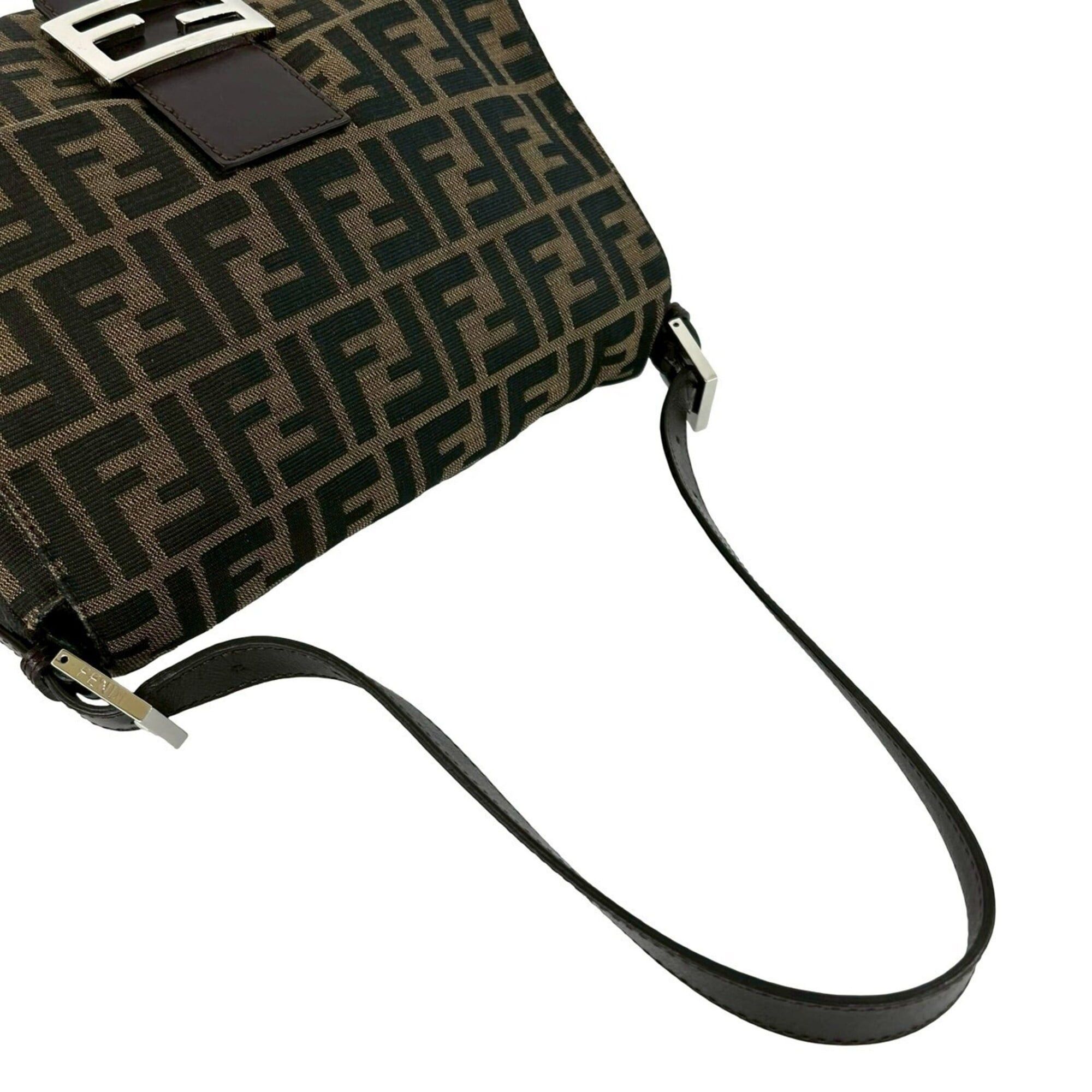 Fendi FENDI Mamma Bucket Zucca FF Logo Pattern Canvas Leather Semi Shoulder Bag Handbag Brown 20463 Size ONE SIZE - 4 Thumbnail