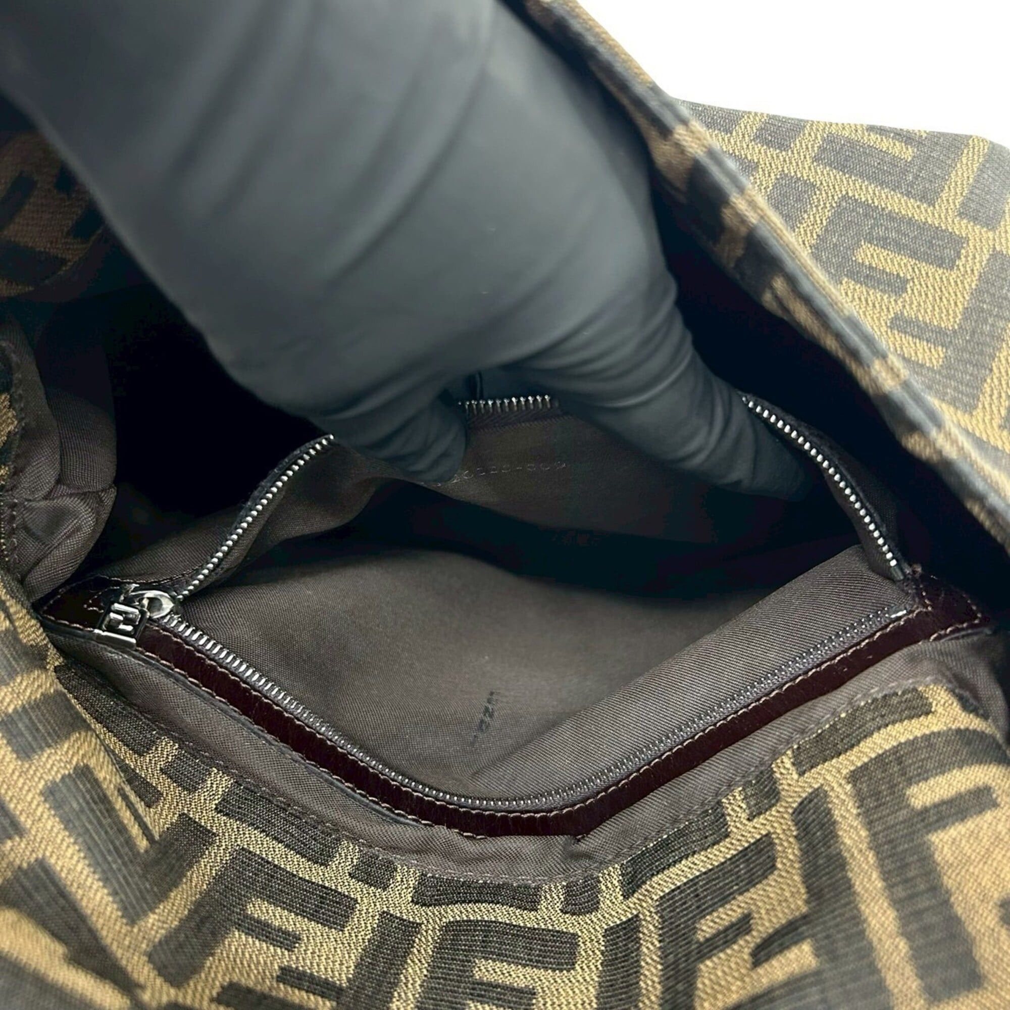 Fendi FENDI Mamma Bucket Zucca FF Logo Pattern Canvas Leather Semi Shoulder Bag Handbag Brown 20463 Size ONE SIZE - 10 Thumbnail