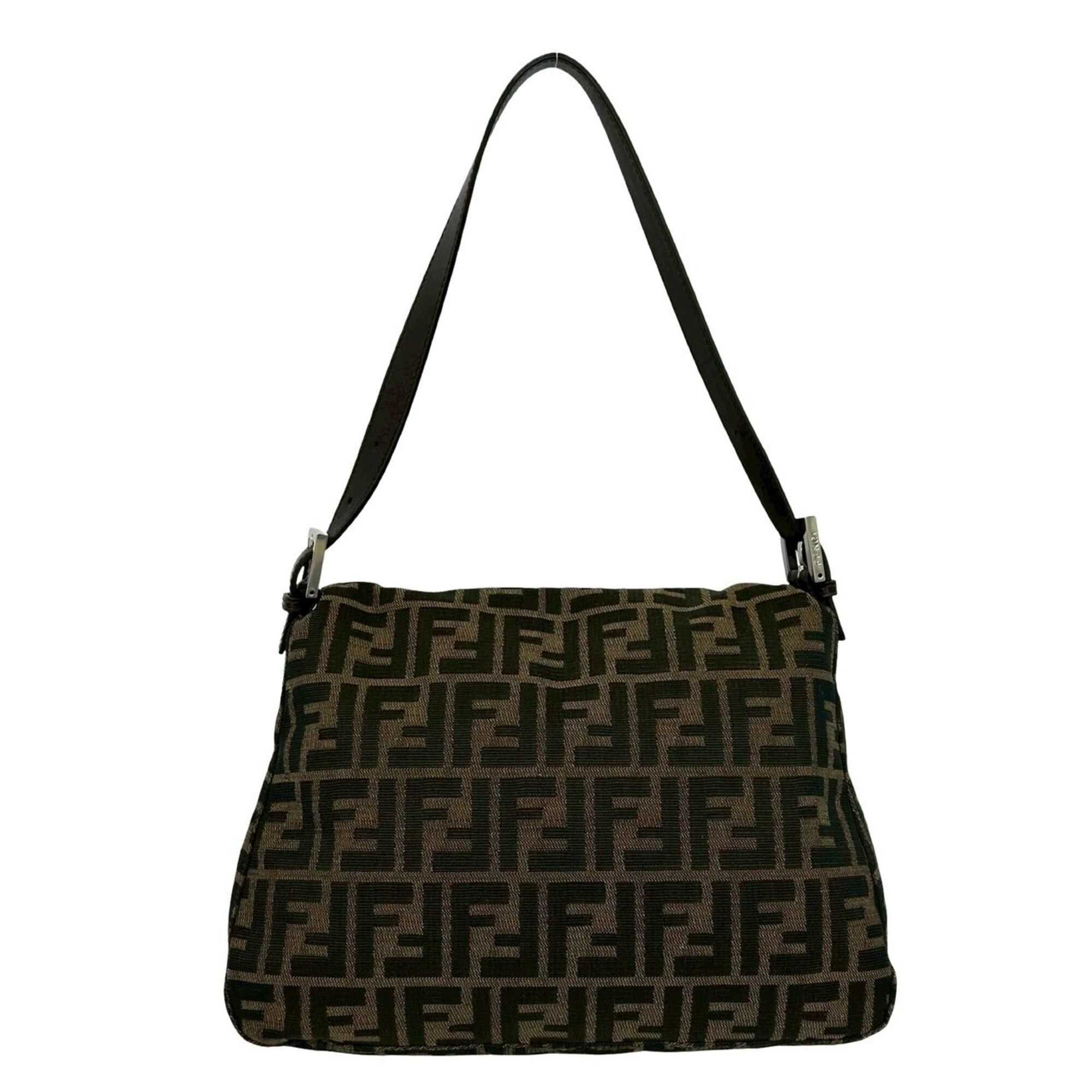 Fendi FENDI Mamma Bucket Zucca FF Logo Pattern Canvas Leather Semi Shoulder Bag Handbag Brown 20463 Size ONE SIZE - 3 Thumbnail
