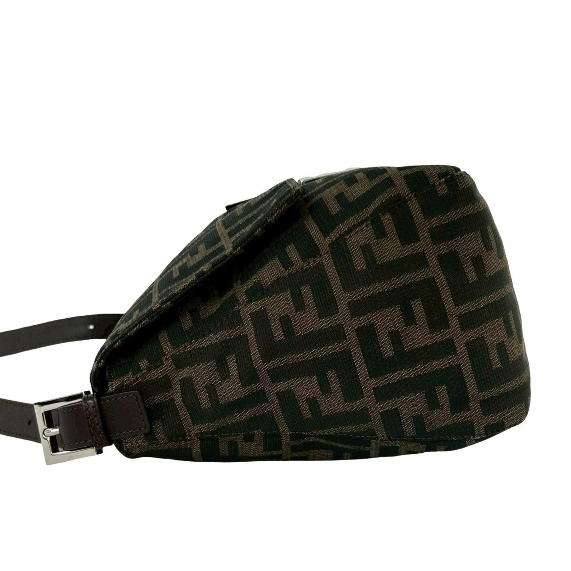 Fendi FENDI Mamma Bucket Zucca FF Logo Pattern Canvas Leather Semi Shoulder Bag Handbag Brown 20463 Size ONE SIZE - 5 Thumbnail
