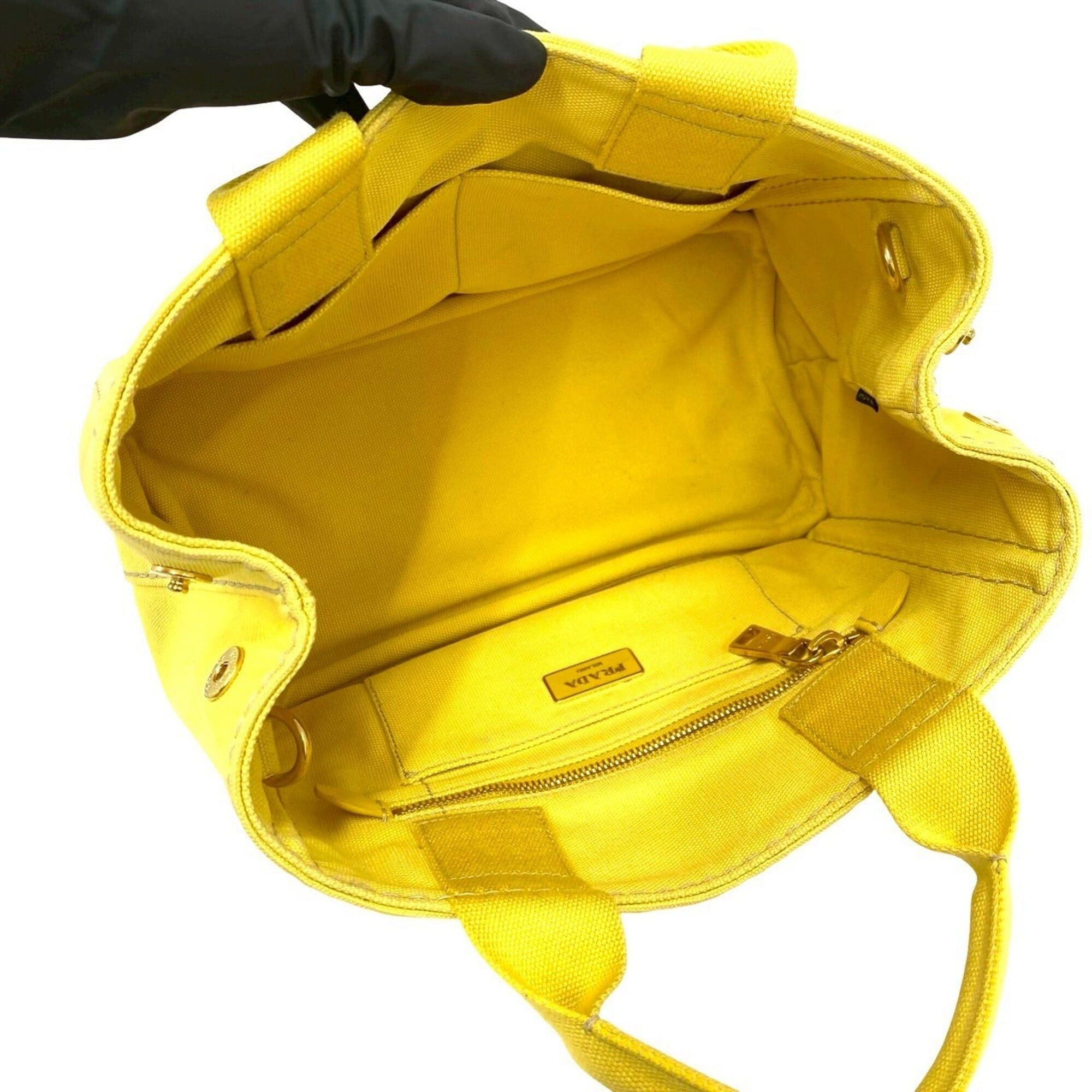 Prada PRADA Canapa 2-way Logo Canvas Shoulder Bag/Handbag/Mini Tote Bag, Yellow, 47951 Size ONE SIZE - 9 Thumbnail