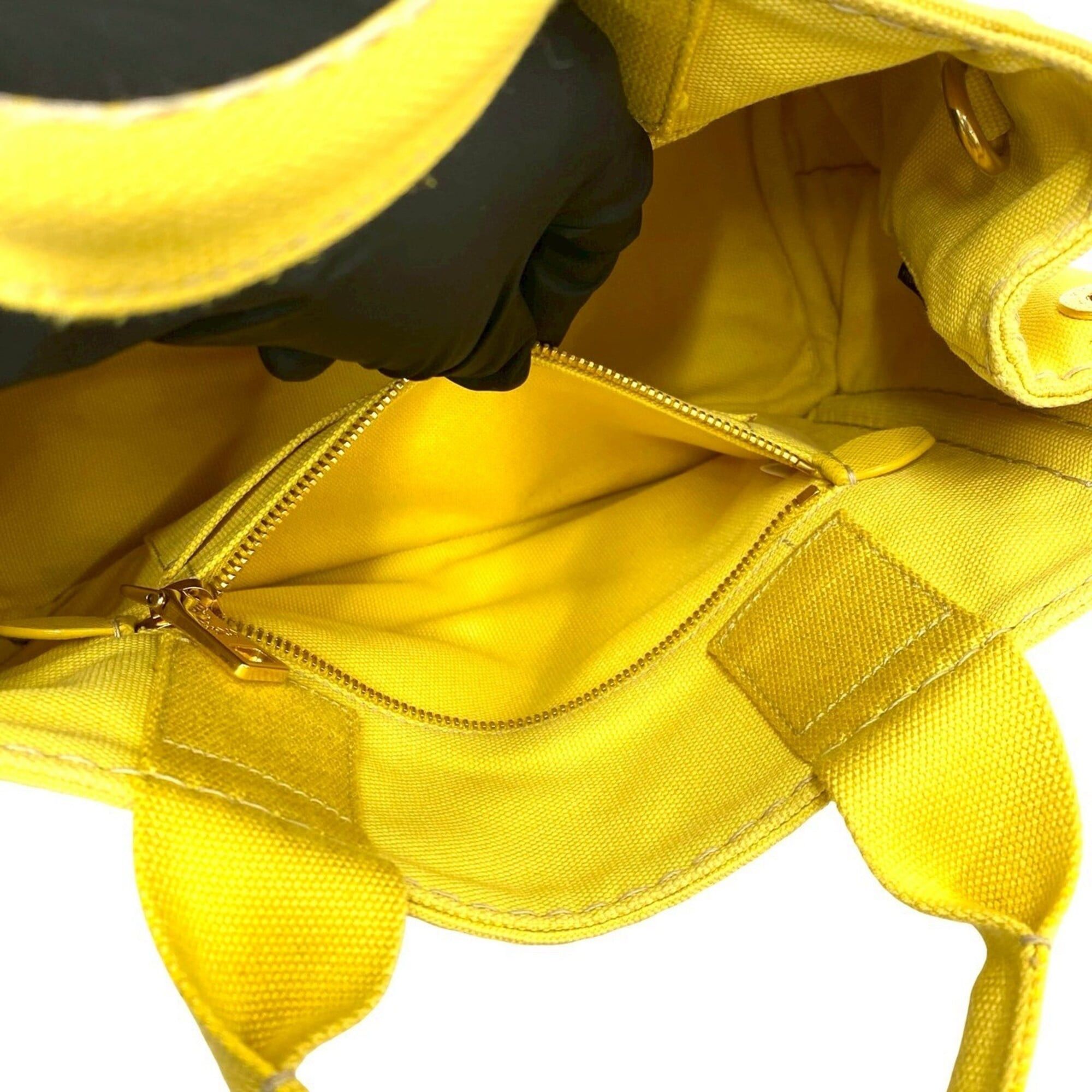 Prada PRADA Canapa 2-way Logo Canvas Shoulder Bag/Handbag/Mini Tote Bag, Yellow, 47951 Size ONE SIZE - 10 Thumbnail