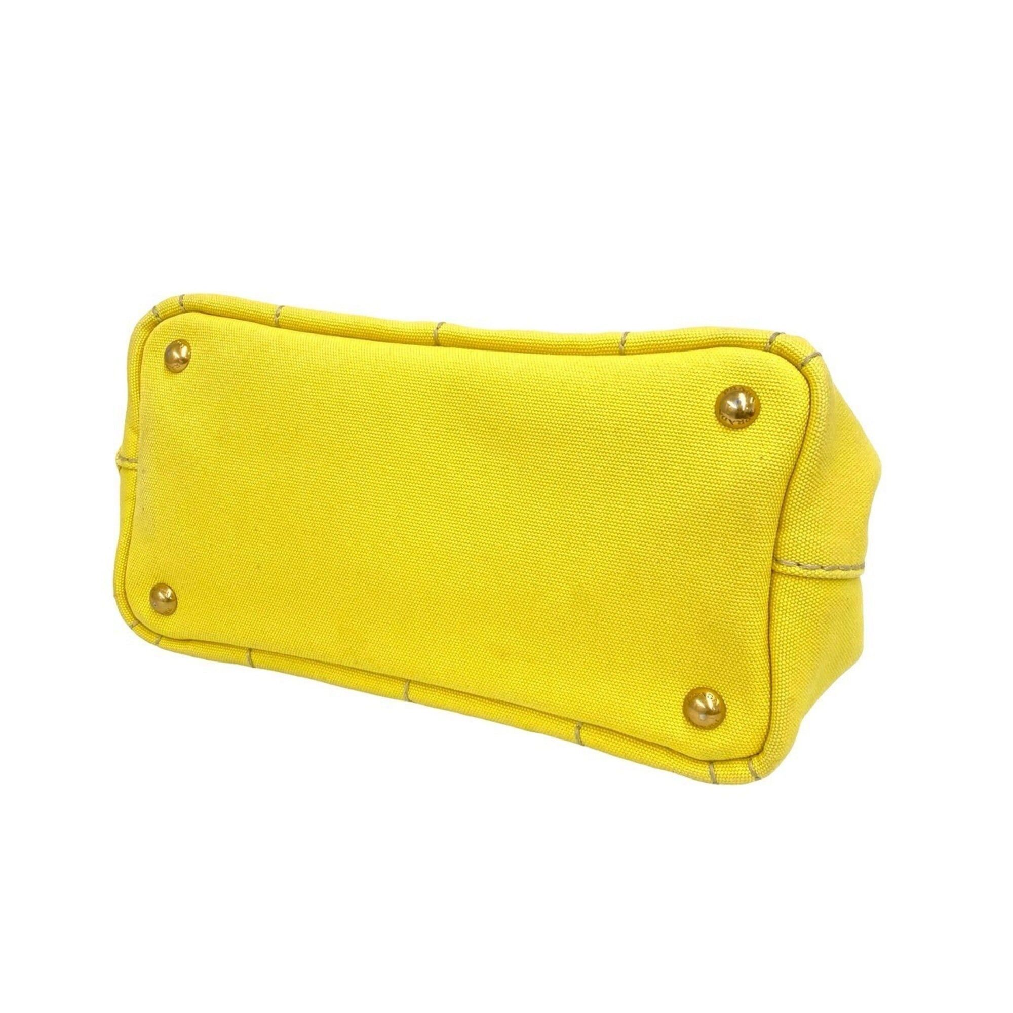 Prada PRADA Canapa 2-way Logo Canvas Shoulder Bag/Handbag/Mini Tote Bag, Yellow, 47951 Size ONE SIZE - 8 Thumbnail