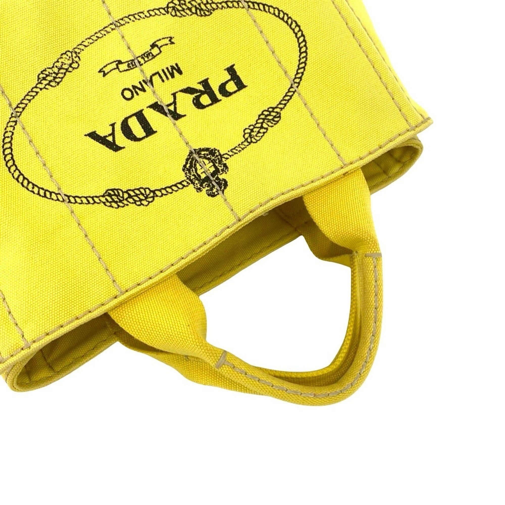 Prada PRADA Canapa 2-way Logo Canvas Shoulder Bag/Handbag/Mini Tote Bag, Yellow, 47951 Size ONE SIZE - 4 Thumbnail